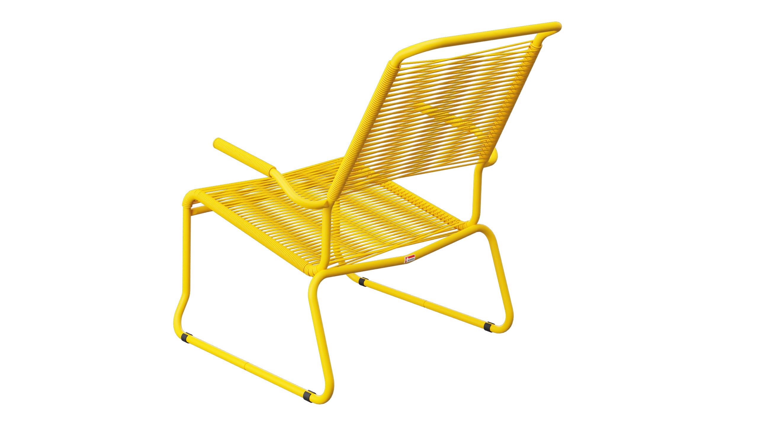 Säntis Spaghetti-Lounger mit Armlehne Hochlehner Kufen in Gelb präsentiert im Onlineshop von KAQTU Design AG. Outdoor-Sessel mit Armlehnen ist von Schaffner