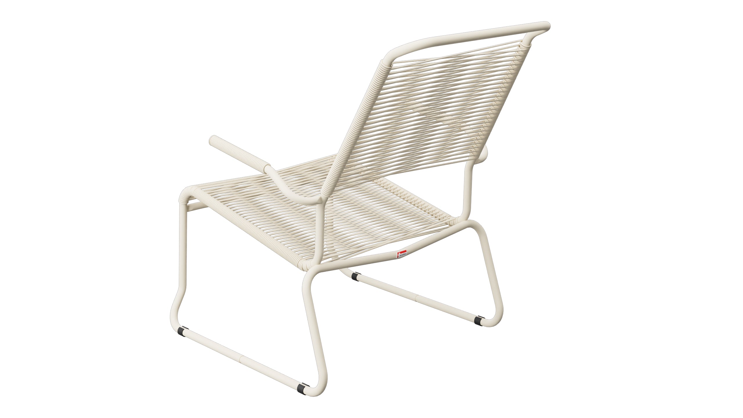 Säntis Spaghetti-Lounger mit Armlehne Hochlehner Kufen in Pastellsand präsentiert im Onlineshop von KAQTU Design AG. Outdoor-Sessel mit Armlehnen ist von Schaffner