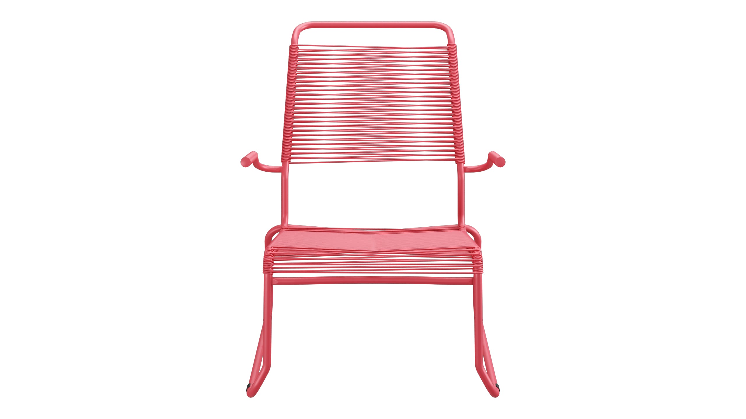 Säntis Spaghetti-Lounger mit Armlehne Hochlehner Kufen in Ahornrot präsentiert im Onlineshop von KAQTU Design AG. Outdoor-Sessel mit Armlehnen ist von Schaffner