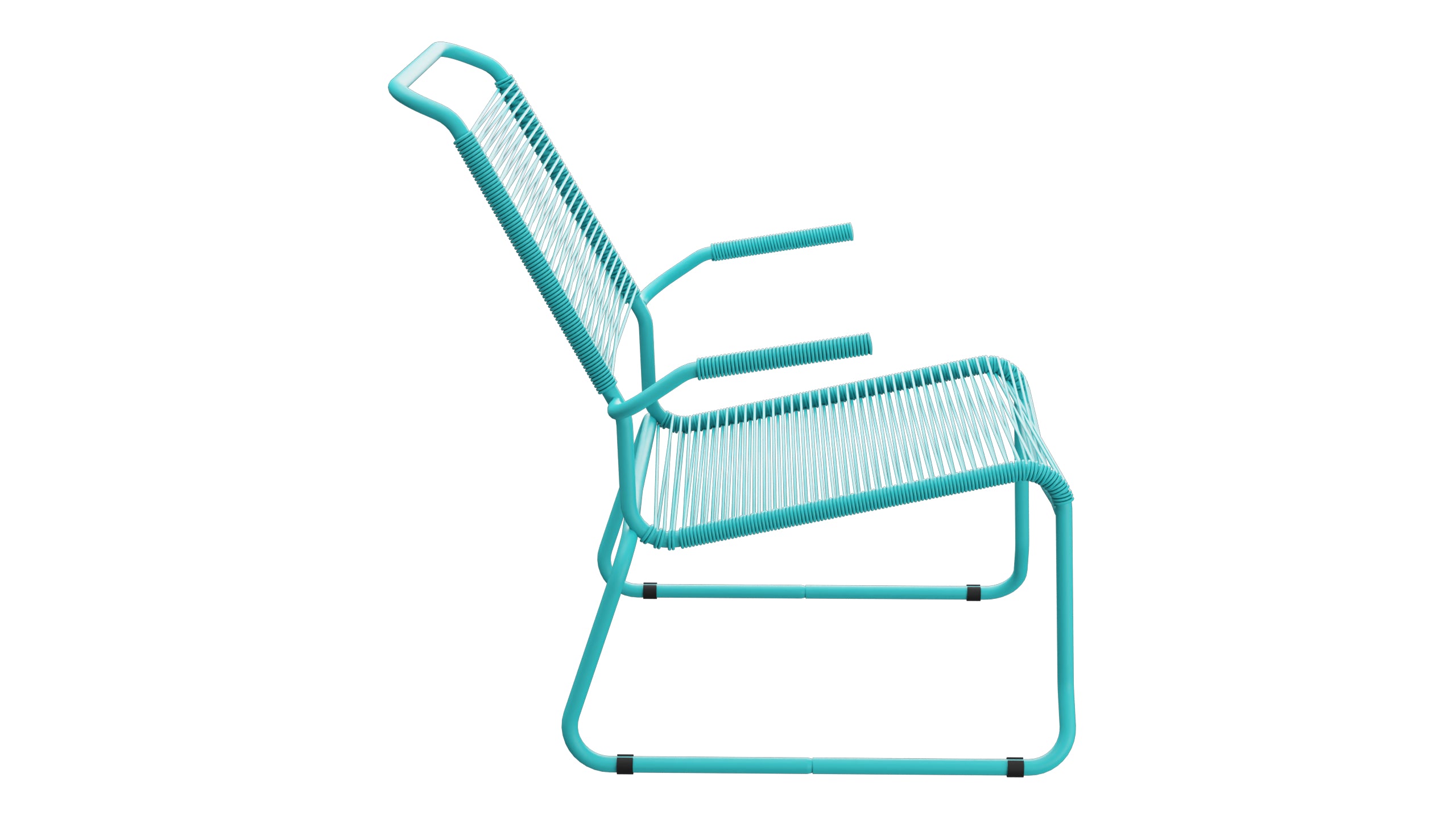 Säntis Spaghetti-Lounger mit Armlehne Hochlehner Kufen in Türkis präsentiert im Onlineshop von KAQTU Design AG. Outdoor-Sessel mit Armlehnen ist von Schaffner