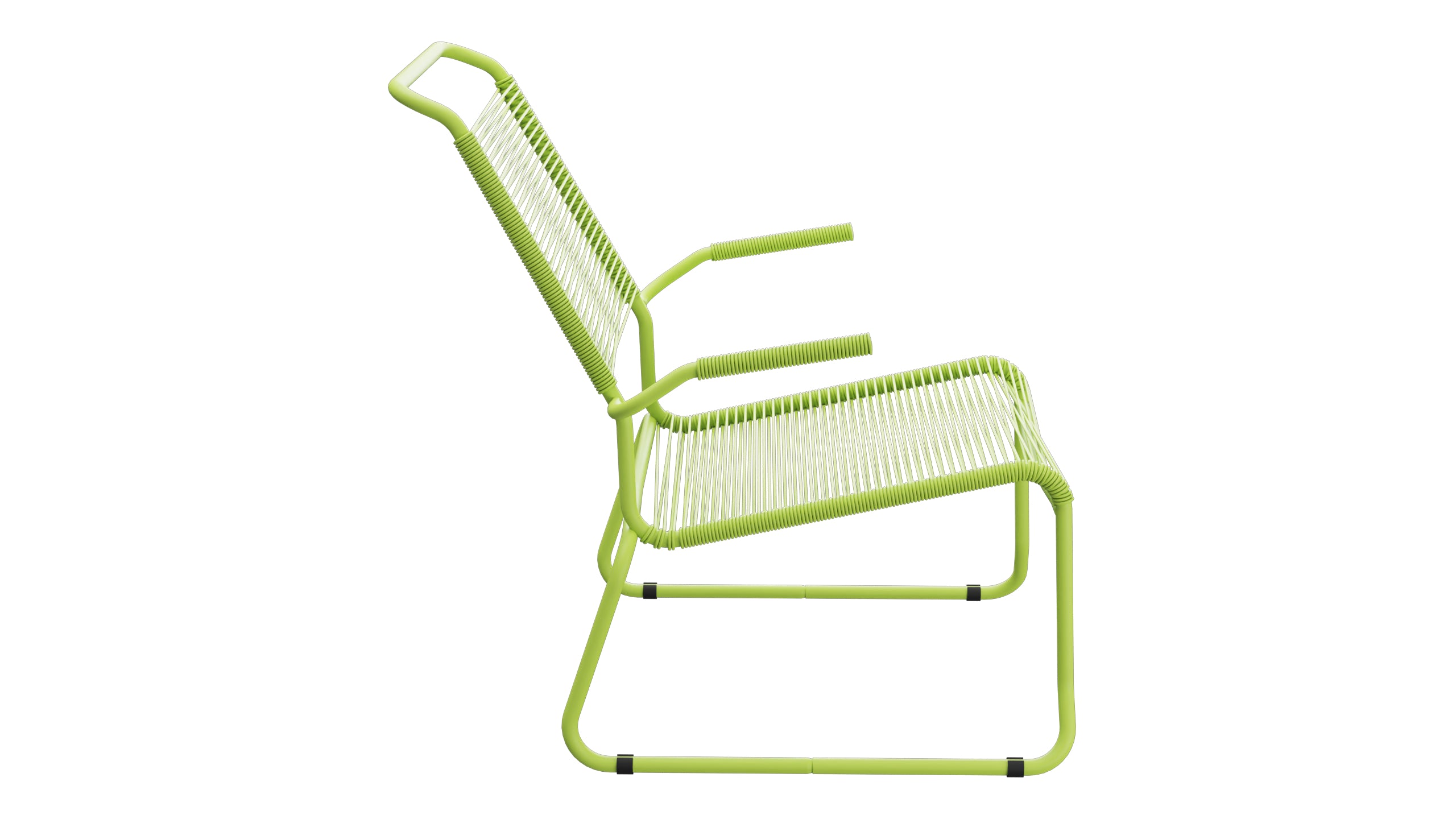 Säntis Spaghetti-Lounger mit Armlehne Hochlehner Kufen in Hellgrün präsentiert im Onlineshop von KAQTU Design AG. Outdoor-Sessel mit Armlehnen ist von Schaffner