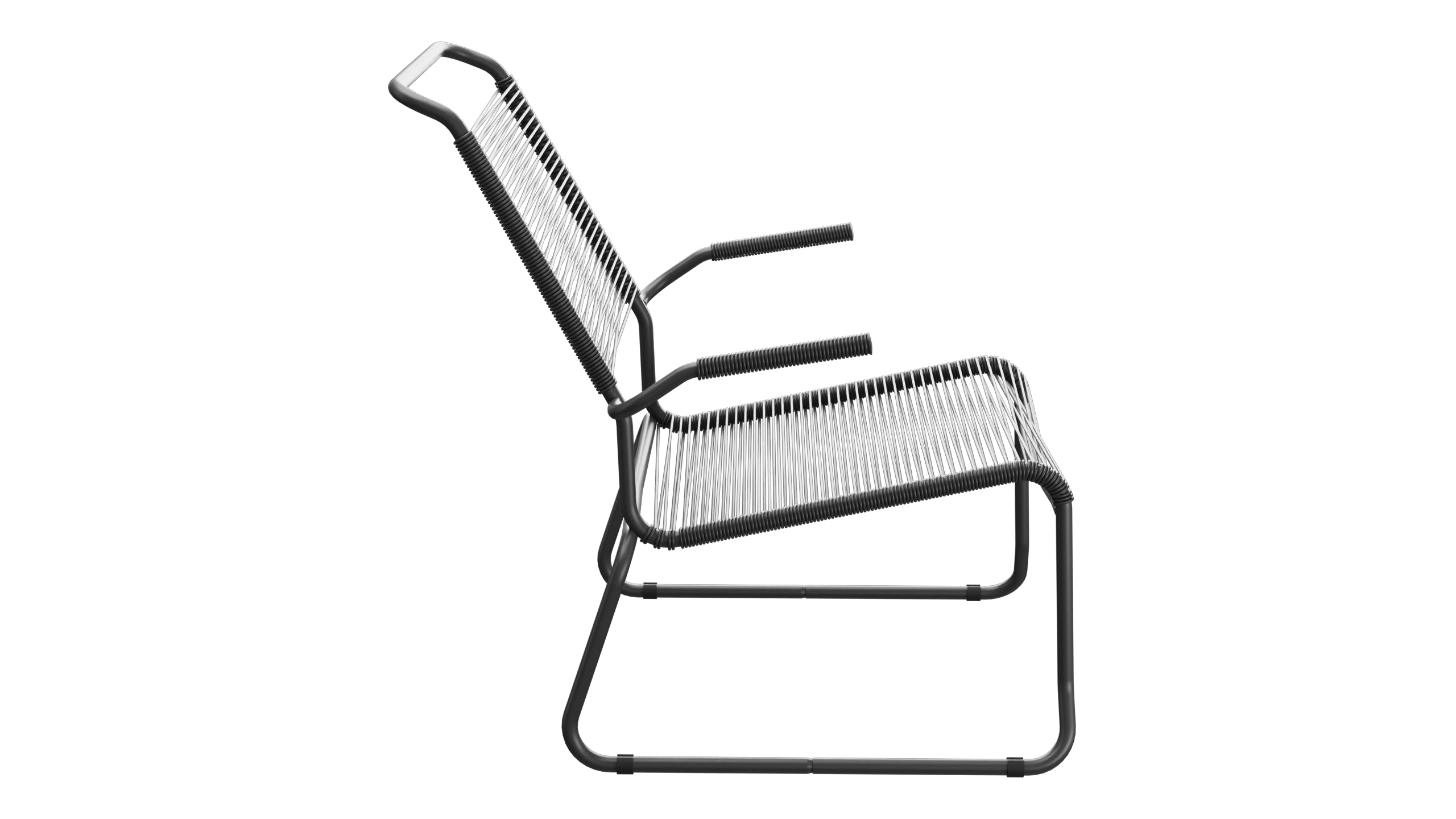 Säntis Spaghetti-Lounger mit Armlehne Hochlehner Kufen in Anthrazit präsentiert im Onlineshop von KAQTU Design AG. Outdoor-Sessel mit Armlehnen ist von Schaffner