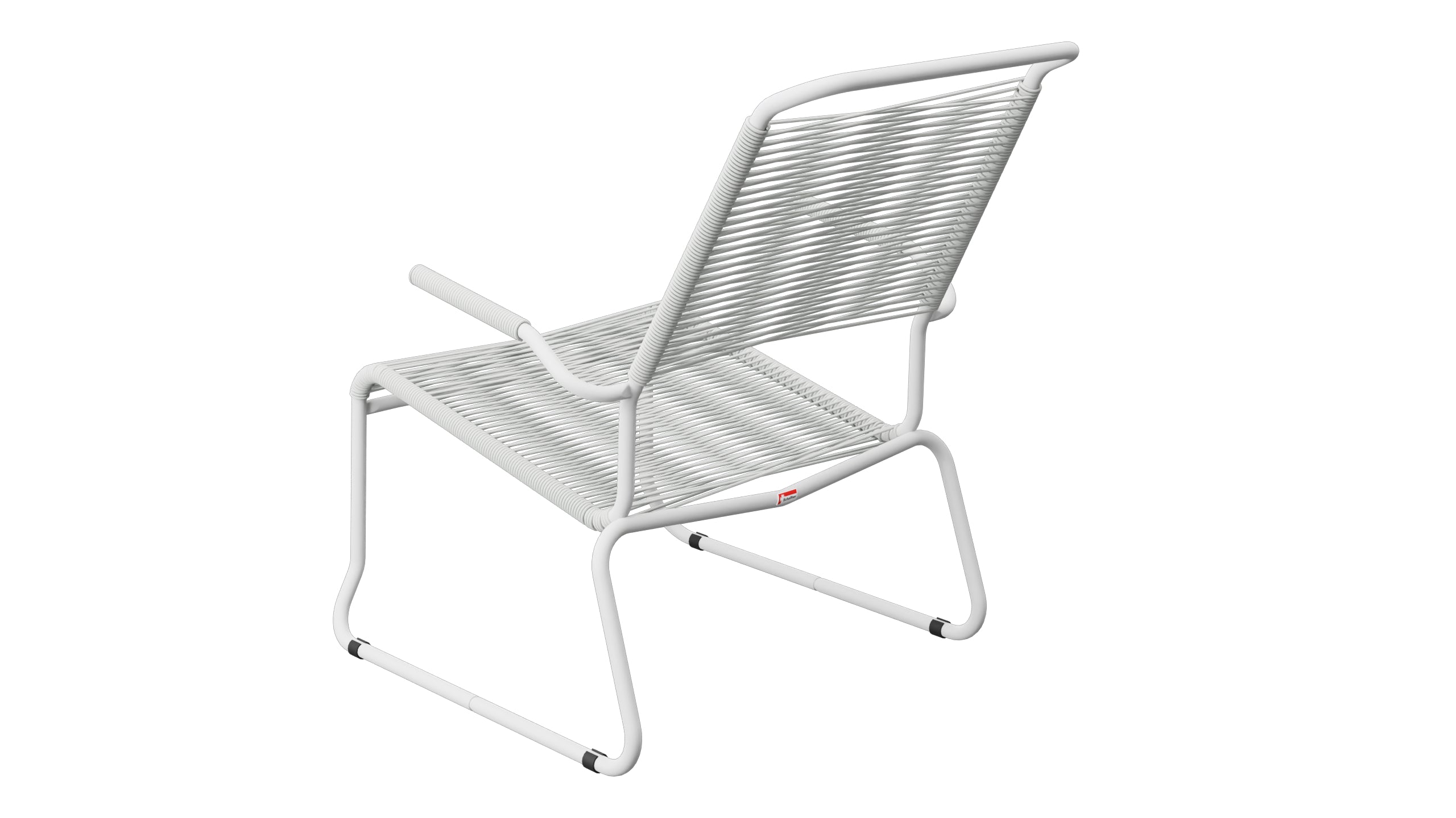Säntis Spaghetti-Lounger mit Armlehne Hochlehner Kufen in Alusilber präsentiert im Onlineshop von KAQTU Design AG. Outdoor-Sessel mit Armlehnen ist von Schaffner