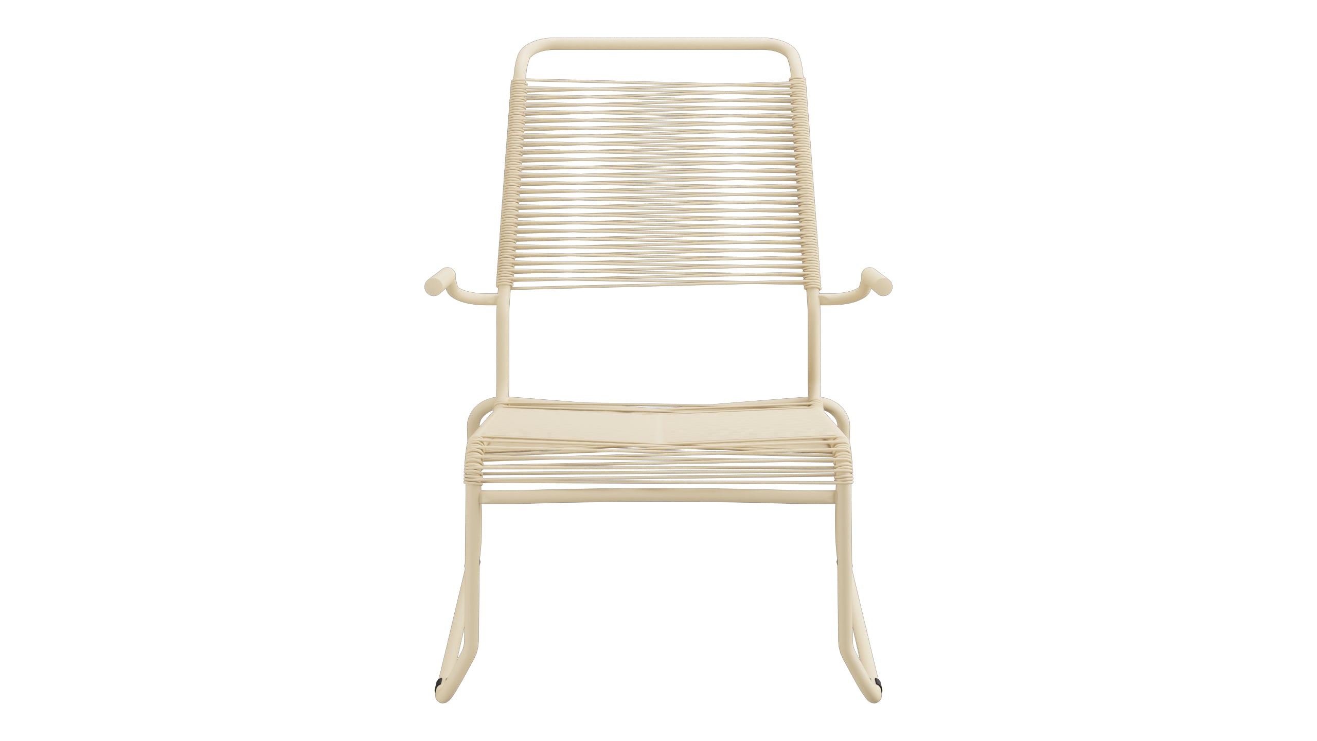 Säntis Spaghetti-Lounger mit Armlehne Hochlehner Kufen in Pastellbraun präsentiert im Onlineshop von KAQTU Design AG. Outdoor-Sessel mit Armlehnen ist von Schaffner
