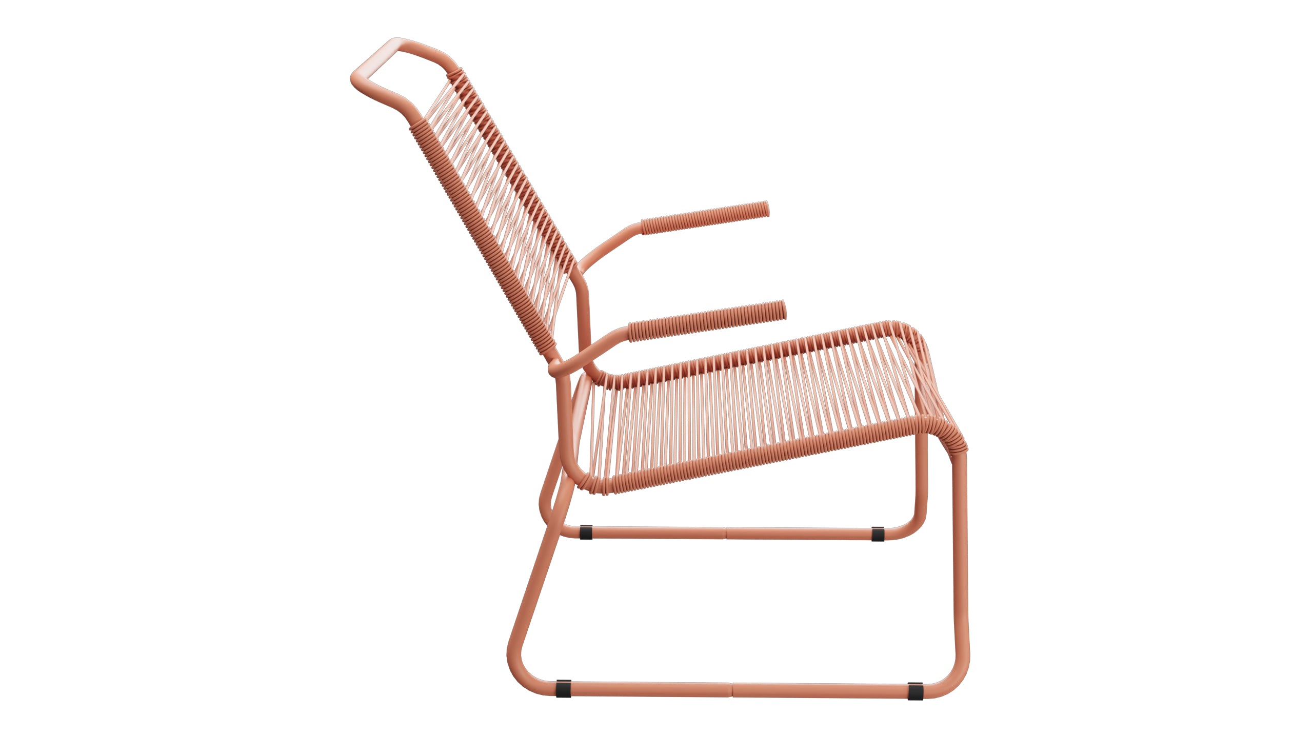 Säntis Spaghetti-Lounger mit Armlehne Hochlehner Kufen in Pastellterracotta präsentiert im Onlineshop von KAQTU Design AG. Outdoor-Sessel mit Armlehnen ist von Schaffner