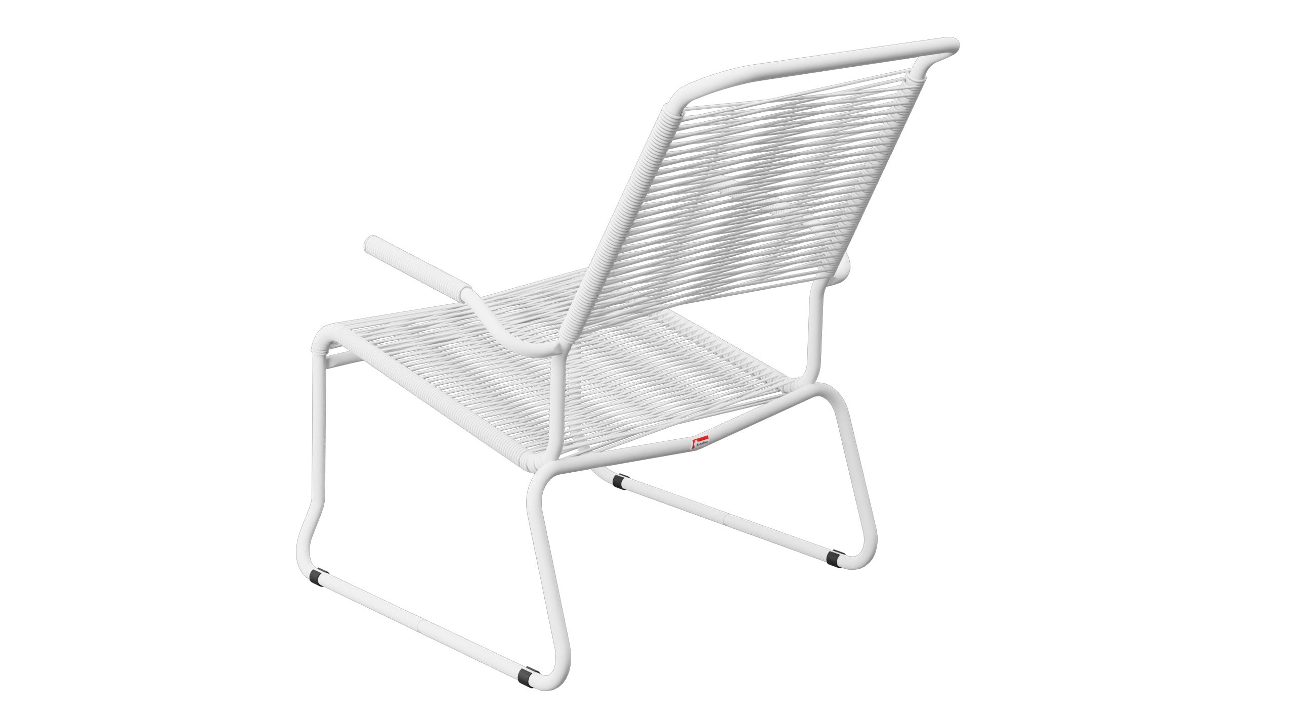 Säntis Spaghetti-Lounger mit Armlehne Hochlehner Kufen in Weiss präsentiert im Onlineshop von KAQTU Design AG. Outdoor-Sessel mit Armlehnen ist von Schaffner