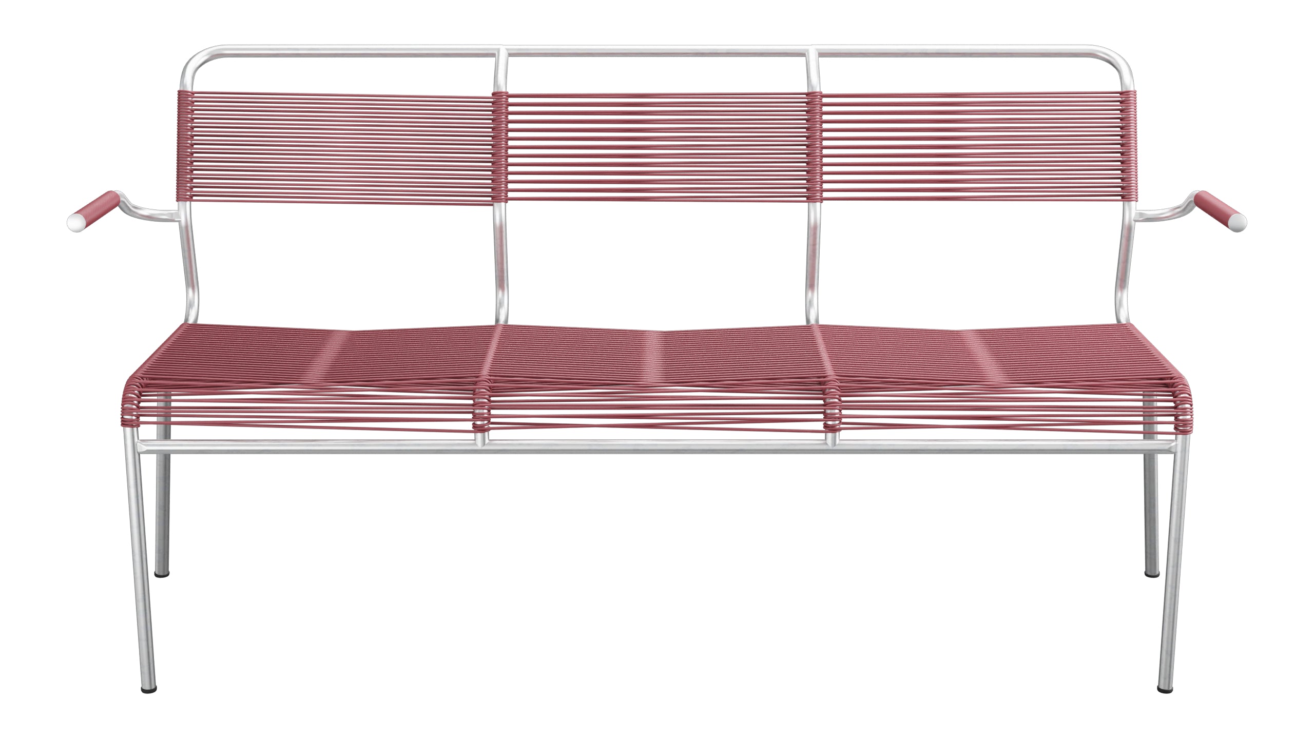 Säntis Spaghetti-3er-Gartenbank mit Armlehne in Bordeaux präsentiert im Onlineshop von KAQTU Design AG. Gartenbank ist von Schaffner