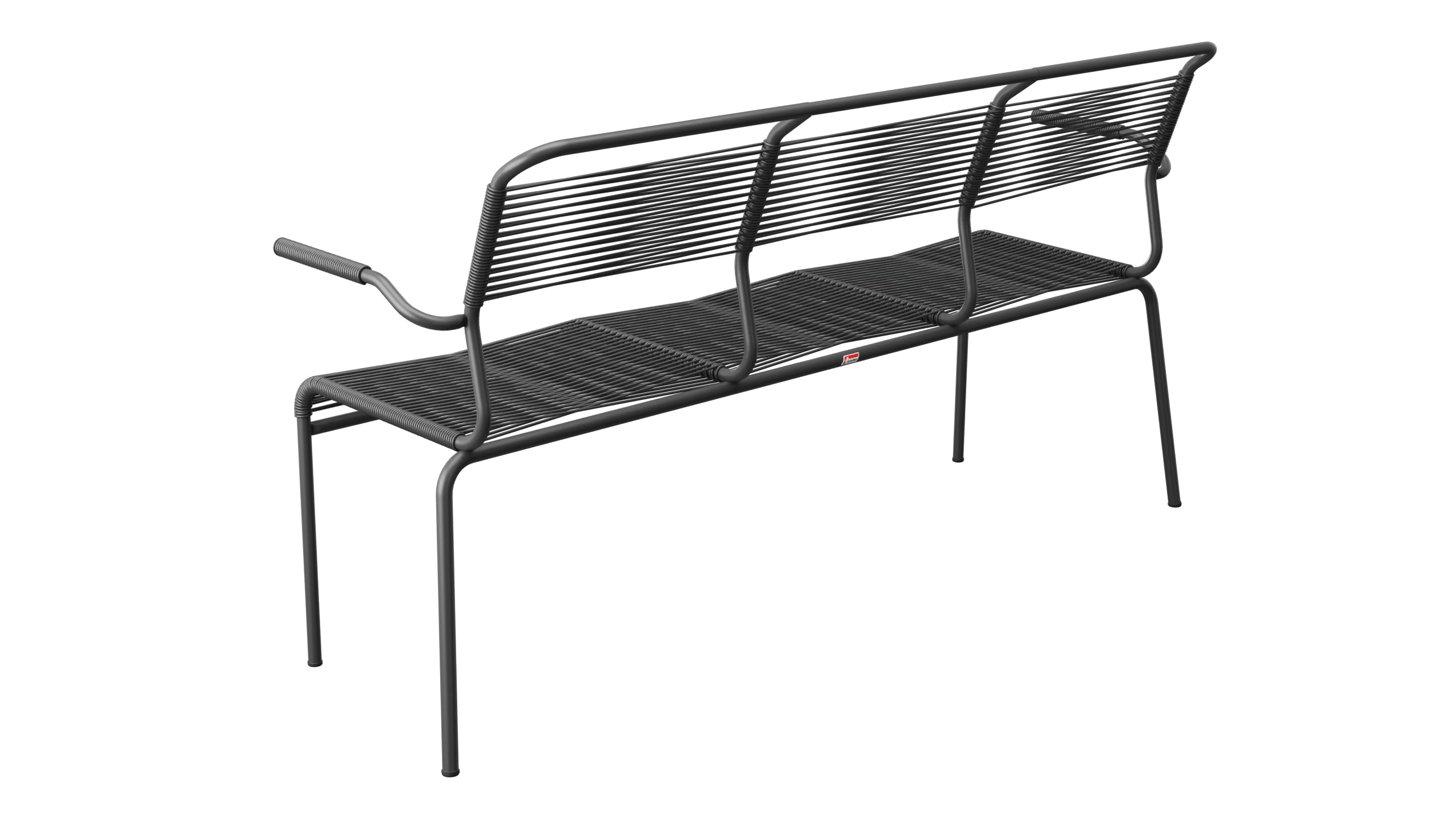 Säntis Spaghetti-3er-Gartenbank mit Armlehne in Anthrazit präsentiert im Onlineshop von KAQTU Design AG. Gartenbank ist von Schaffner