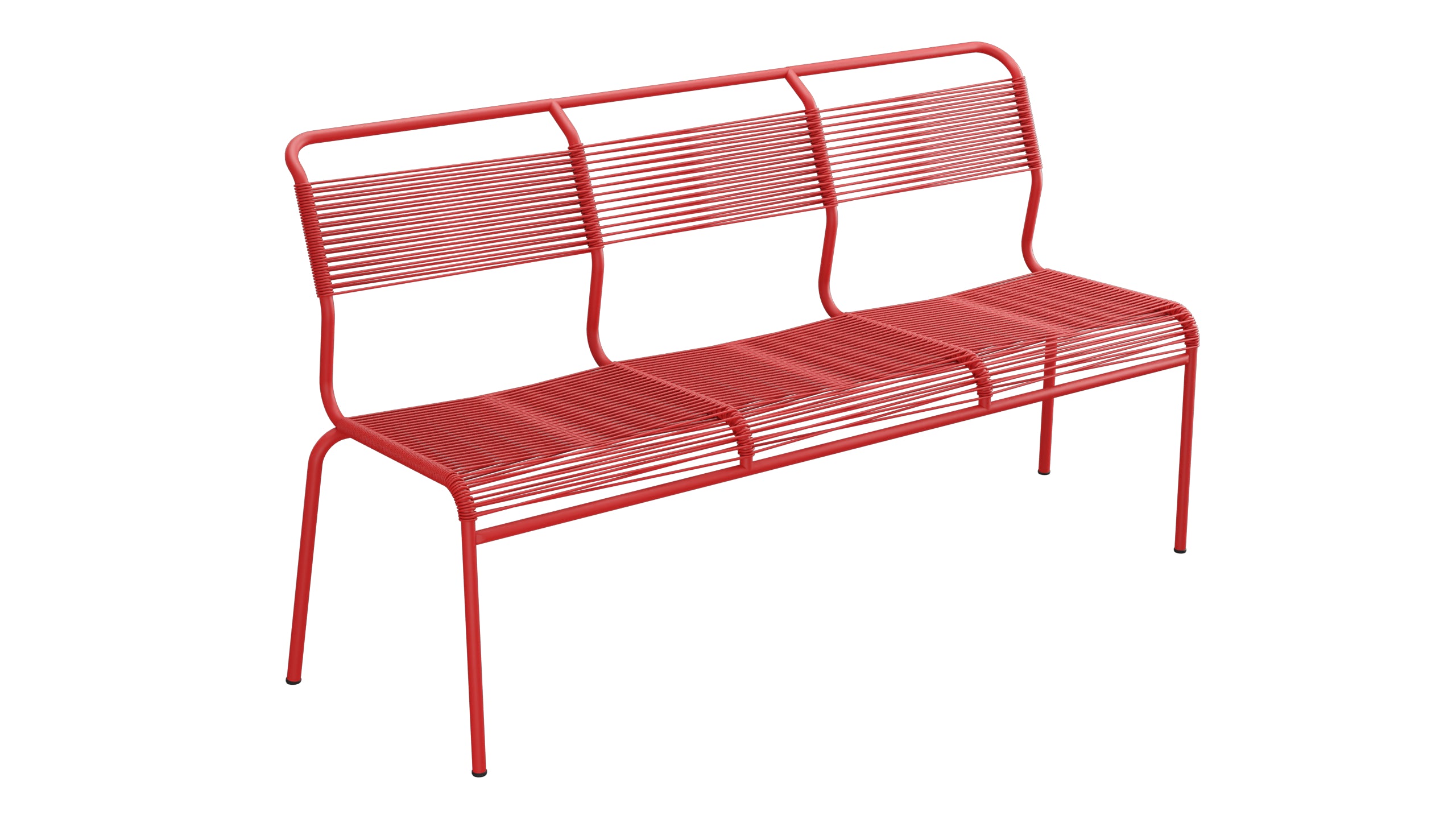 Säntis Spaghetti-3er-Gartenbank ohne Armlehne in Rot präsentiert im Onlineshop von KAQTU Design AG. Gartenbank ist von Schaffner