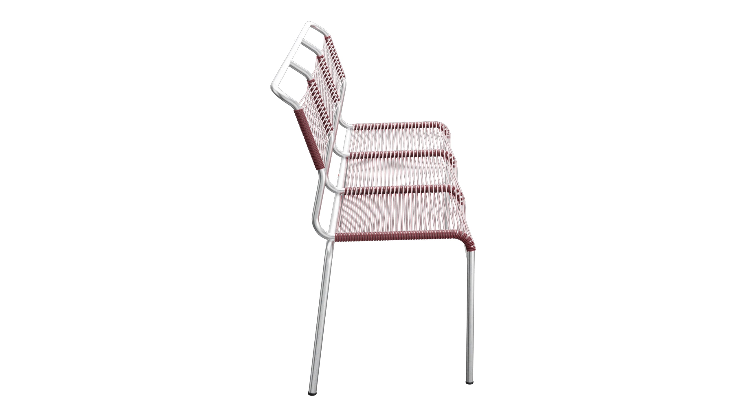 Säntis Spaghetti-3er-Gartenbank ohne Armlehne in Bordeaux präsentiert im Onlineshop von KAQTU Design AG. Gartenbank ist von Schaffner