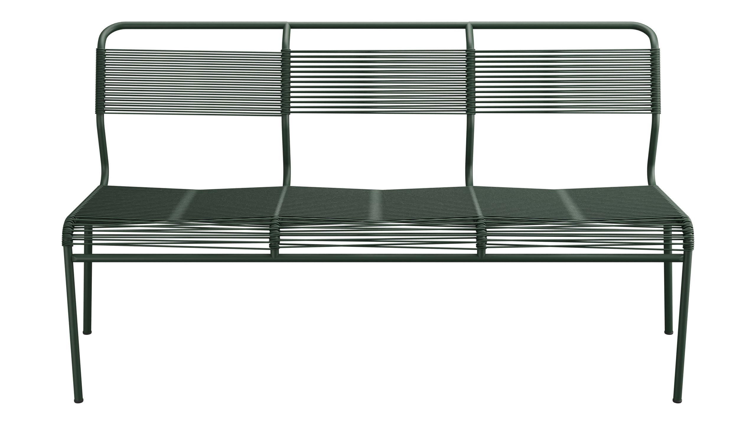 Säntis Spaghetti-3er-Gartenbank ohne Armlehne in Tannengrün präsentiert im Onlineshop von KAQTU Design AG. Gartenbank ist von Schaffner