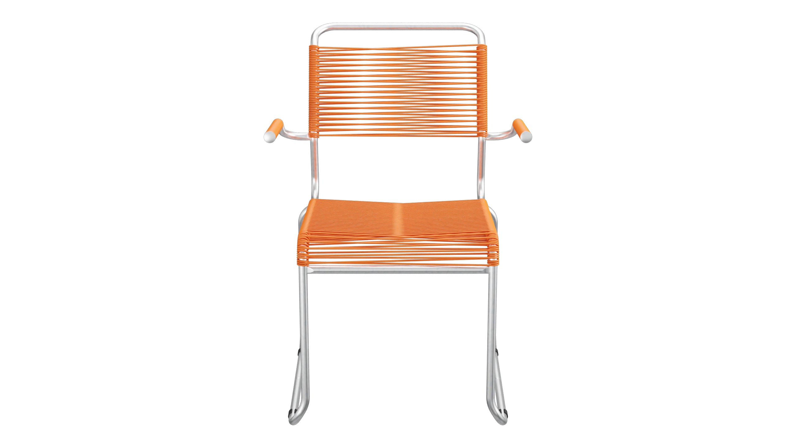 Säntis Spaghetti-Gartenstuhl mit Armlehne Kufen in Orange präsentiert im Onlineshop von KAQTU Design AG. Gartenstuhl mit Armlehnen ist von Schaffner