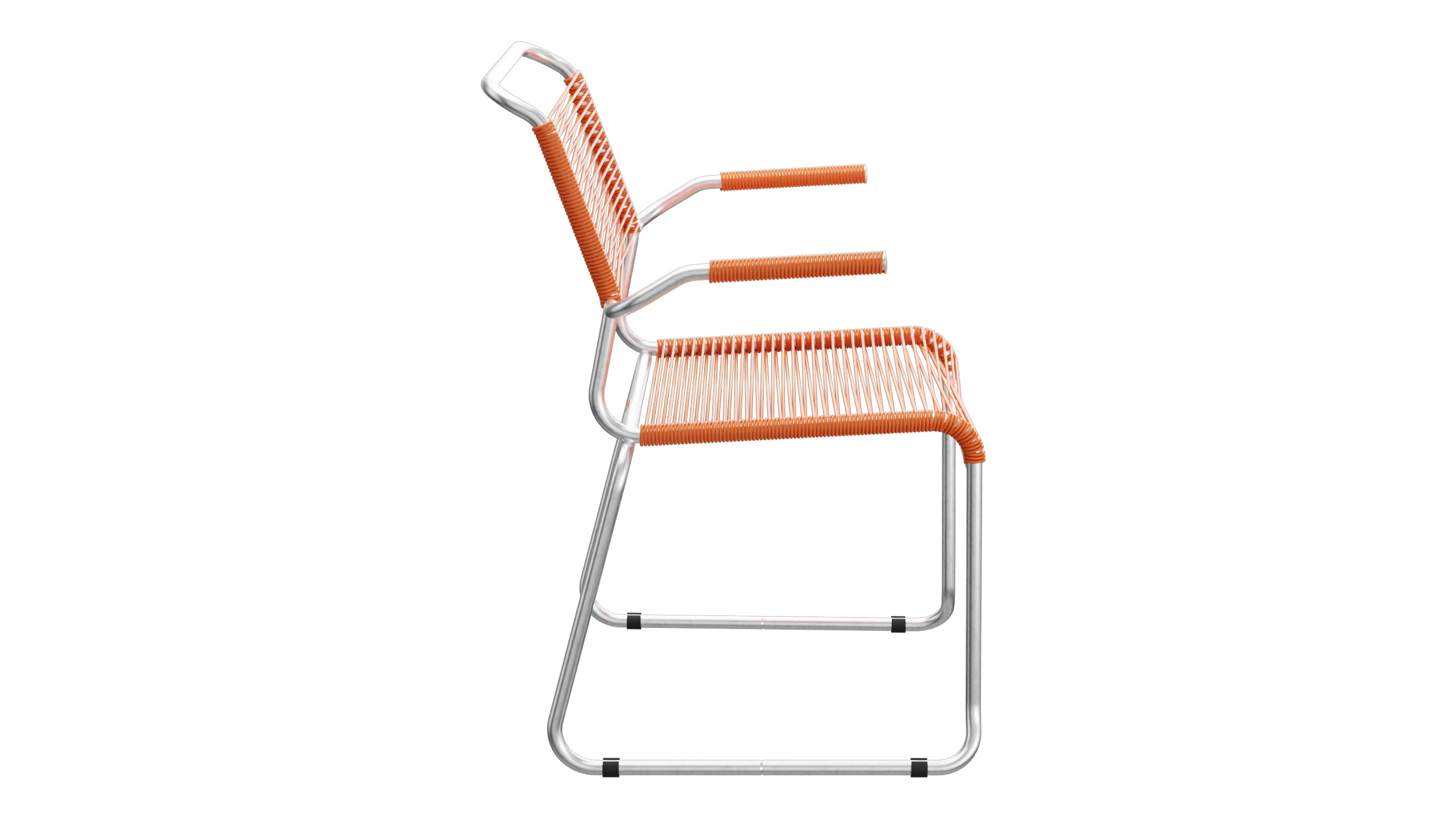 Säntis Spaghetti-Gartenstuhl mit Armlehne Kufen in Orange präsentiert im Onlineshop von KAQTU Design AG. Gartenstuhl mit Armlehnen ist von Schaffner