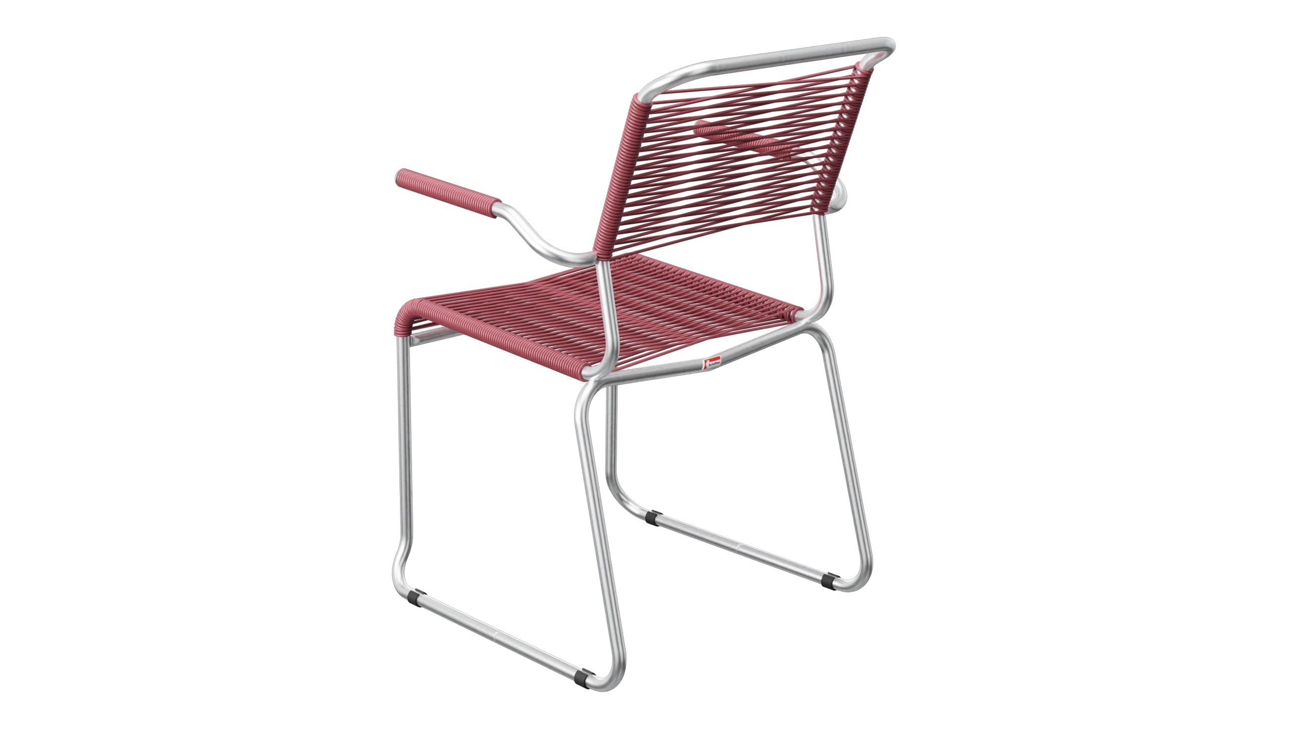 Säntis Spaghetti-Gartenstuhl mit Armlehne Kufen in Bordeaux präsentiert im Onlineshop von KAQTU Design AG. Gartenstuhl mit Armlehnen ist von Schaffner