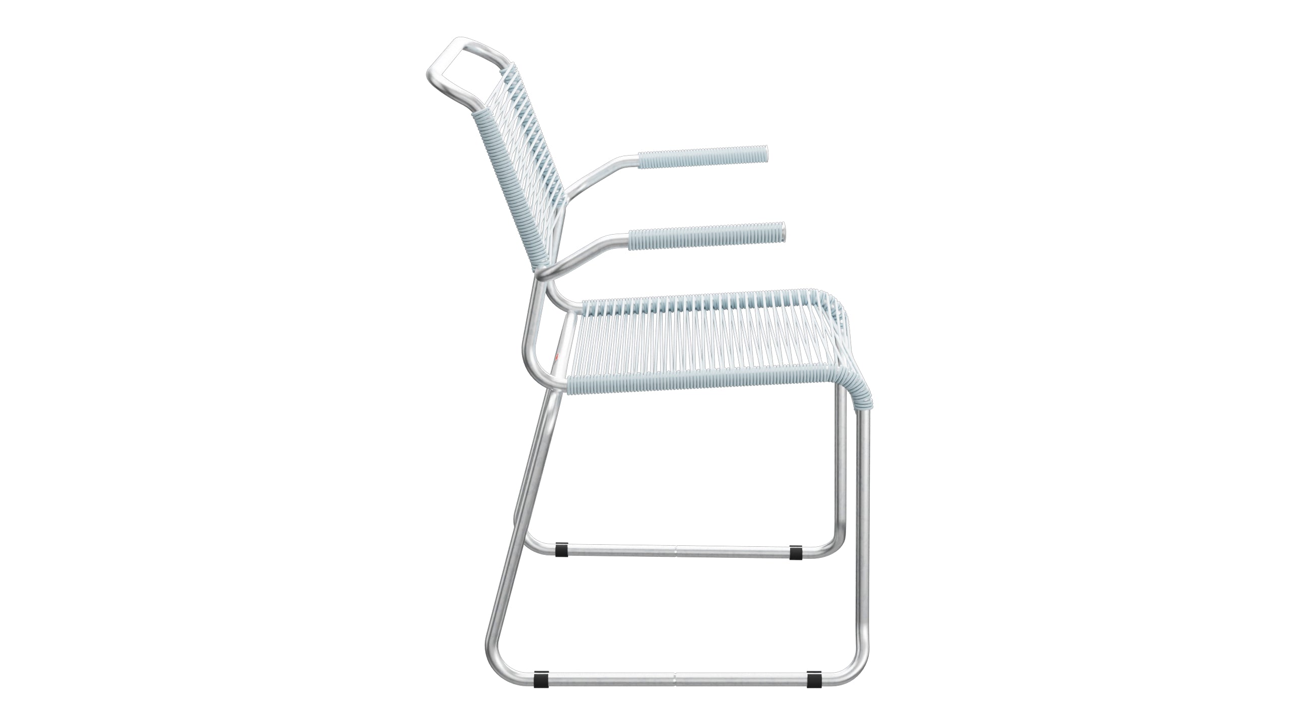 Säntis Spaghetti-Gartenstuhl mit Armlehne Kufen in Pastellblau präsentiert im Onlineshop von KAQTU Design AG. Gartenstuhl mit Armlehnen ist von Schaffner