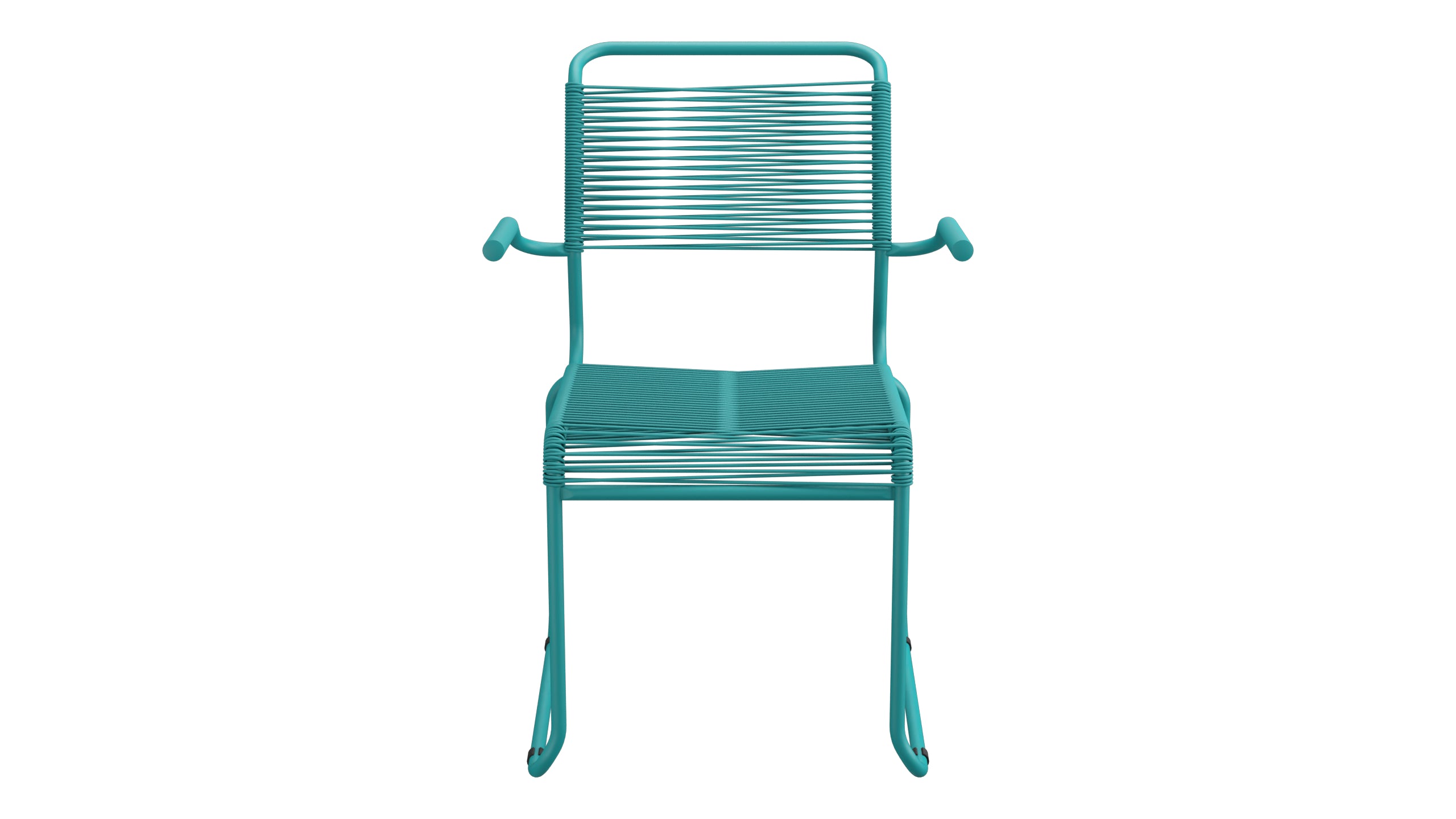 Säntis Spaghetti-Gartenstuhl mit Armlehne Kufen in Kaliblau präsentiert im Onlineshop von KAQTU Design AG. Gartenstuhl mit Armlehnen ist von Schaffner