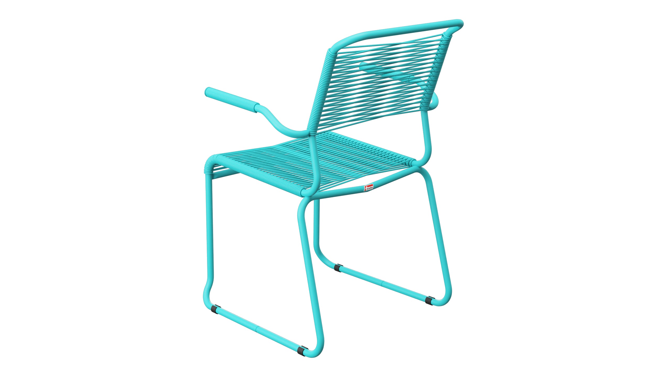 Säntis Spaghetti-Gartenstuhl mit Armlehne Kufen in Türkis präsentiert im Onlineshop von KAQTU Design AG. Gartenstuhl mit Armlehnen ist von Schaffner