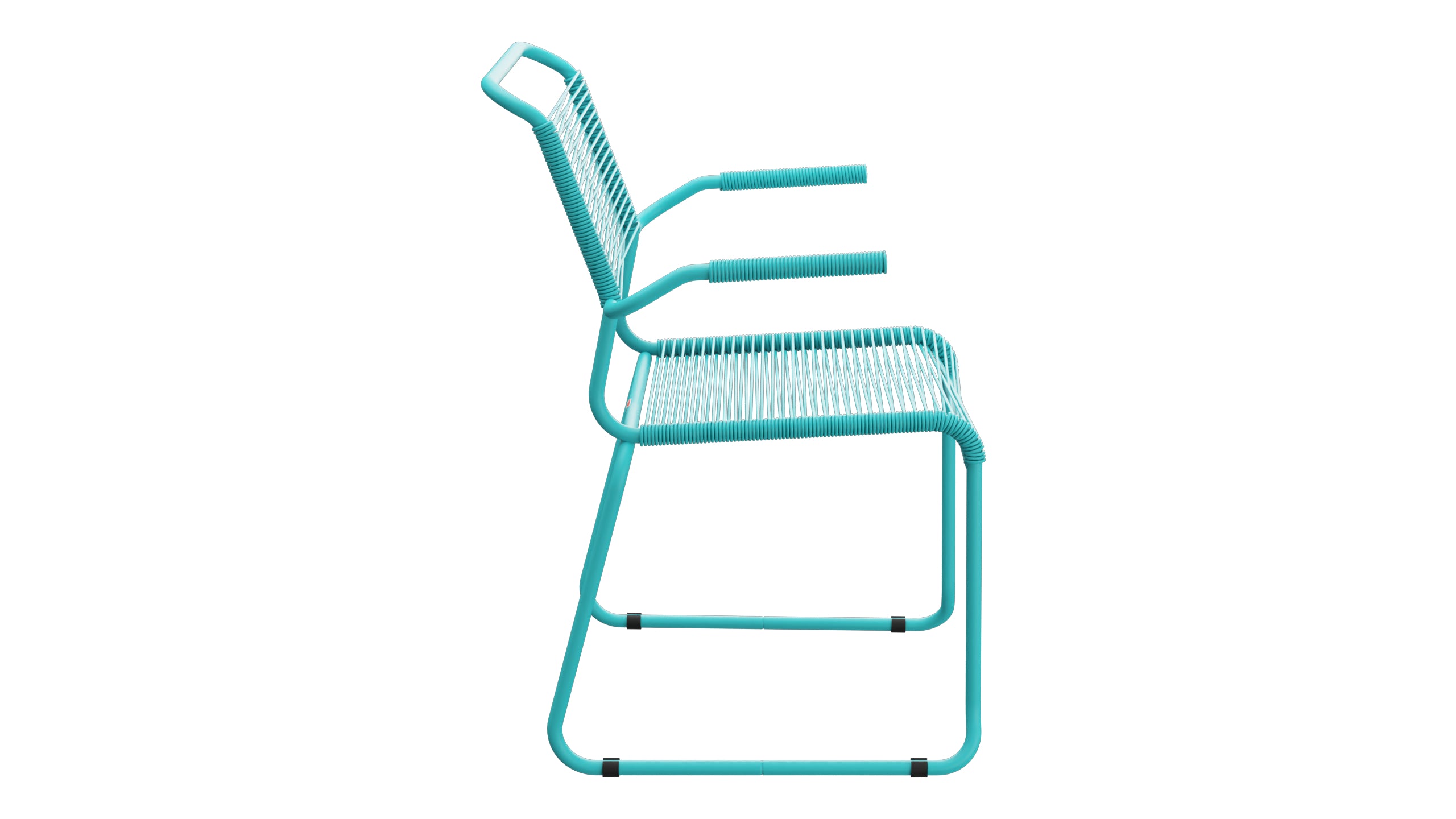 Säntis Spaghetti-Gartenstuhl mit Armlehne Kufen in Türkis präsentiert im Onlineshop von KAQTU Design AG. Gartenstuhl mit Armlehnen ist von Schaffner