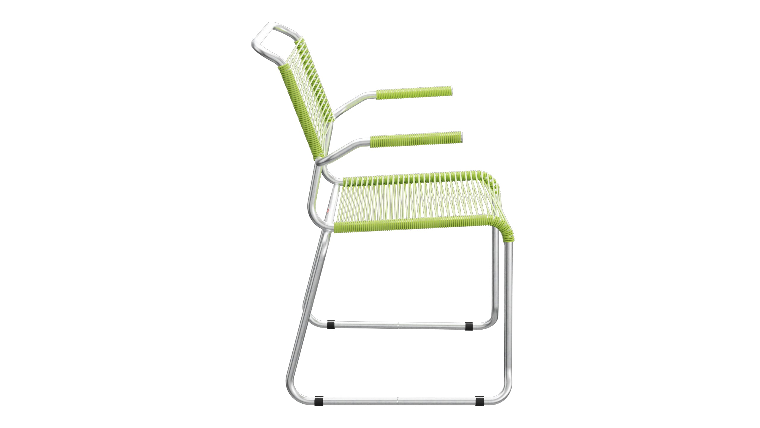 Säntis Spaghetti-Gartenstuhl mit Armlehne Kufen in Hellgrün präsentiert im Onlineshop von KAQTU Design AG. Gartenstuhl mit Armlehnen ist von Schaffner