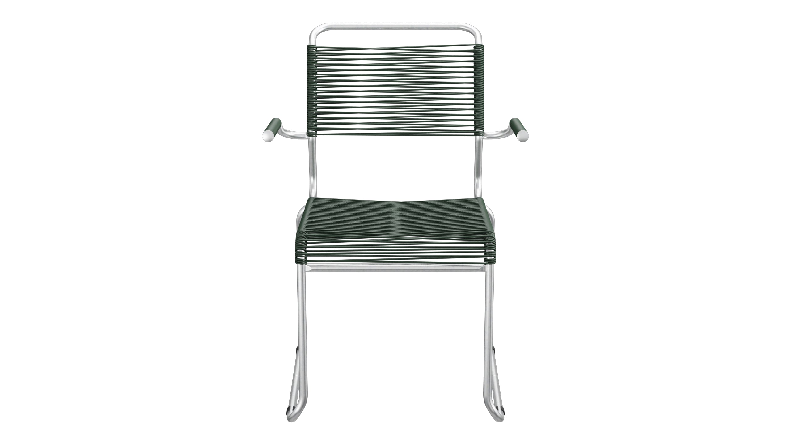 Säntis Spaghetti-Gartenstuhl mit Armlehne Kufen in Tannengrün präsentiert im Onlineshop von KAQTU Design AG. Gartenstuhl mit Armlehnen ist von Schaffner