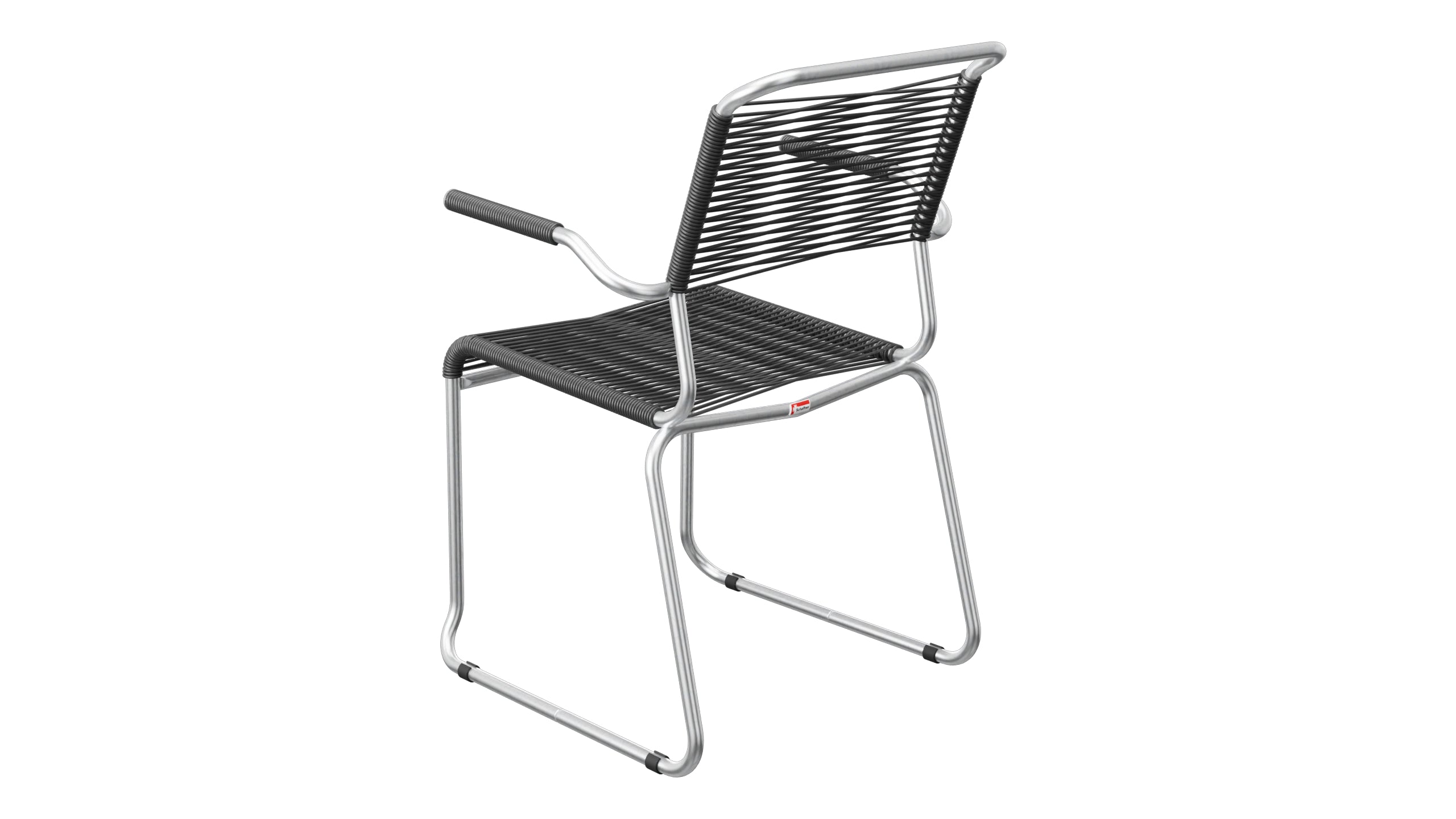 Säntis Spaghetti-Gartenstuhl mit Armlehne Kufen in Anthrazit präsentiert im Onlineshop von KAQTU Design AG. Gartenstuhl mit Armlehnen ist von Schaffner