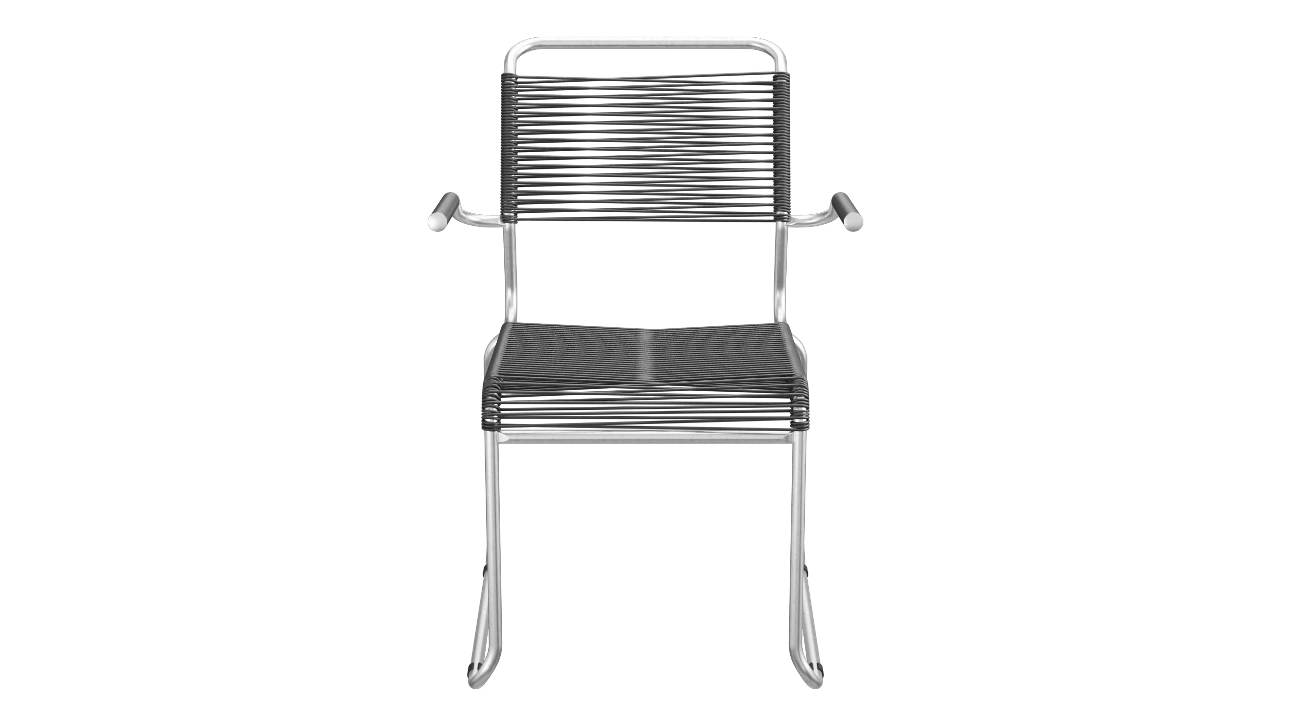 Säntis Spaghetti-Gartenstuhl mit Armlehne Kufen in Anthrazit präsentiert im Onlineshop von KAQTU Design AG. Gartenstuhl mit Armlehnen ist von Schaffner