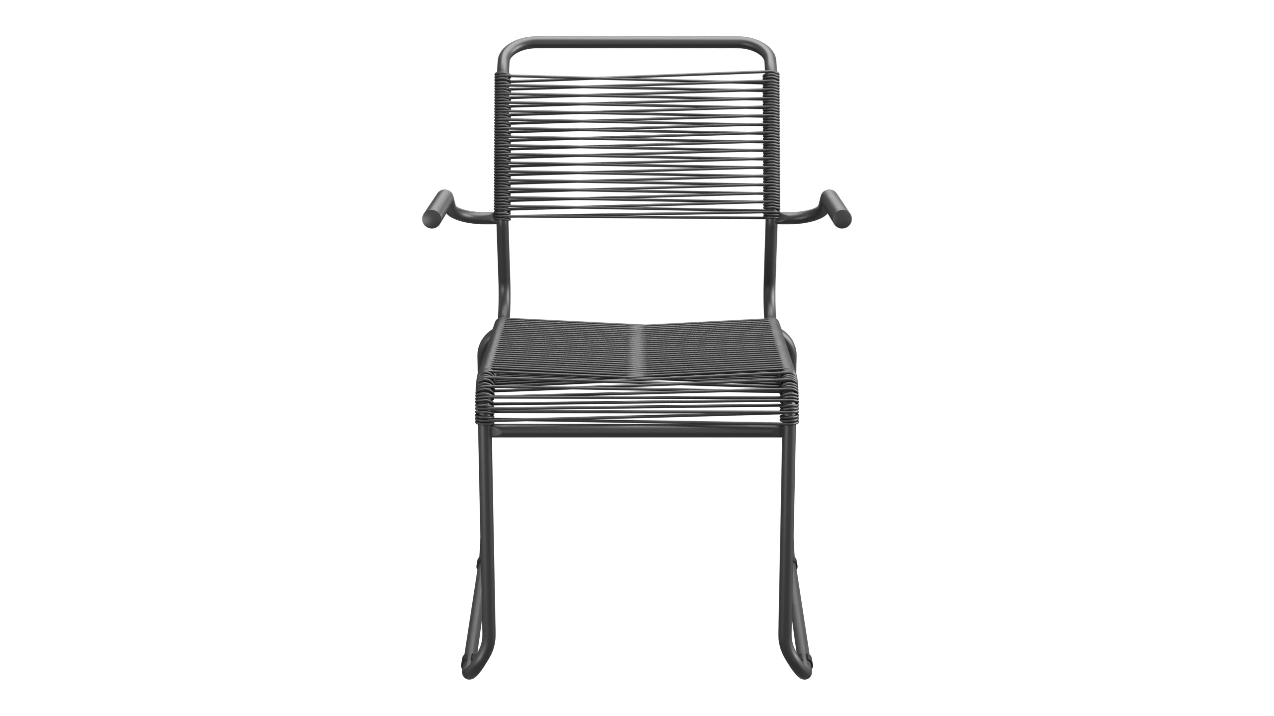 Säntis Spaghetti-Gartenstuhl mit Armlehne Kufen in Anthrazit präsentiert im Onlineshop von KAQTU Design AG. Gartenstuhl mit Armlehnen ist von Schaffner