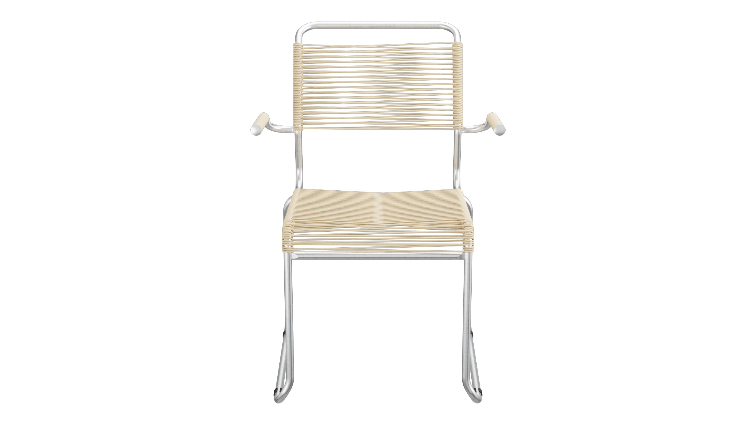 Säntis Spaghetti-Gartenstuhl mit Armlehne Kufen in Pastellbraun präsentiert im Onlineshop von KAQTU Design AG. Gartenstuhl mit Armlehnen ist von Schaffner