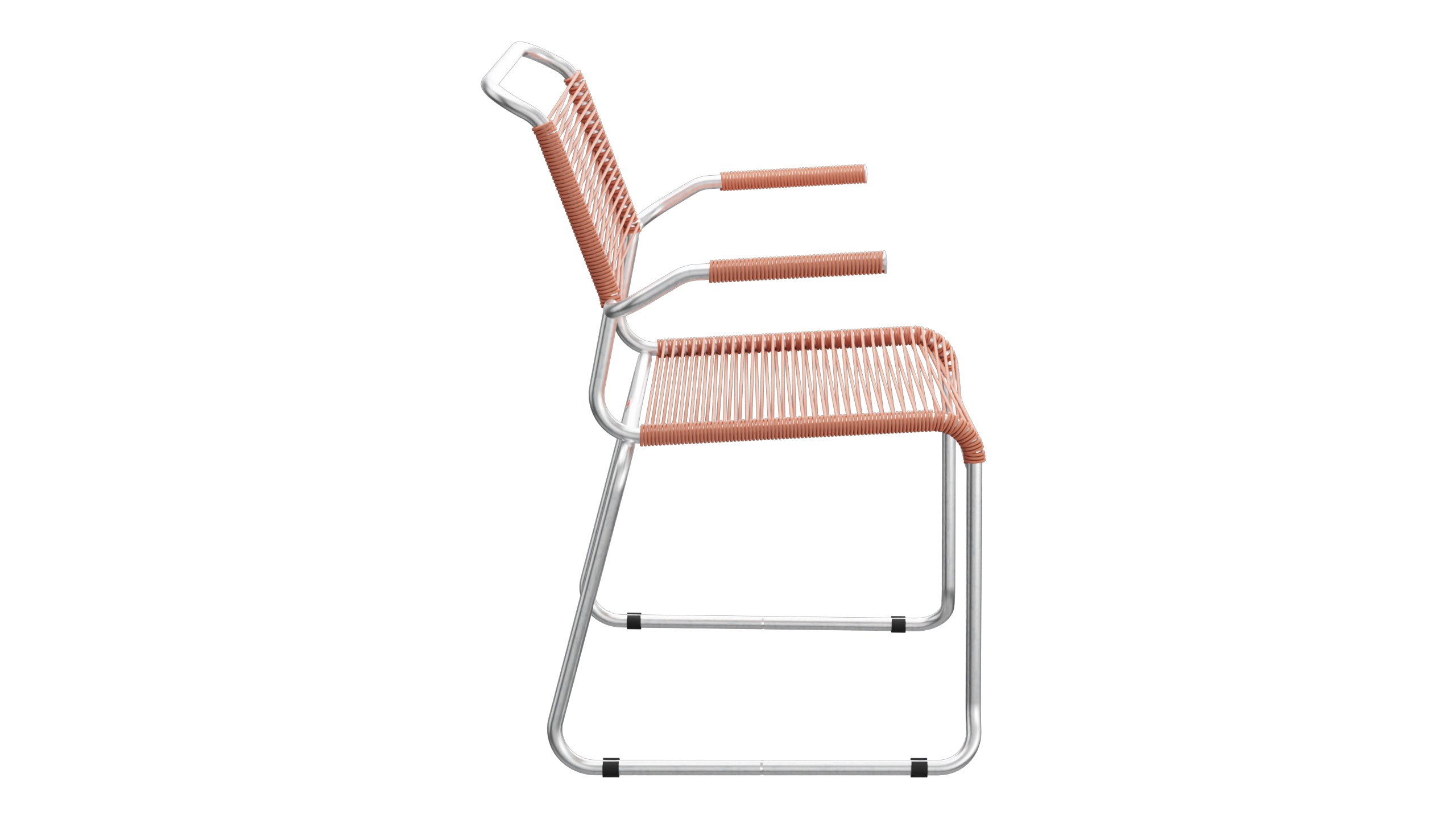 Säntis Spaghetti-Gartenstuhl mit Armlehne Kufen in Pastellterracotta präsentiert im Onlineshop von KAQTU Design AG. Gartenstuhl mit Armlehnen ist von Schaffner