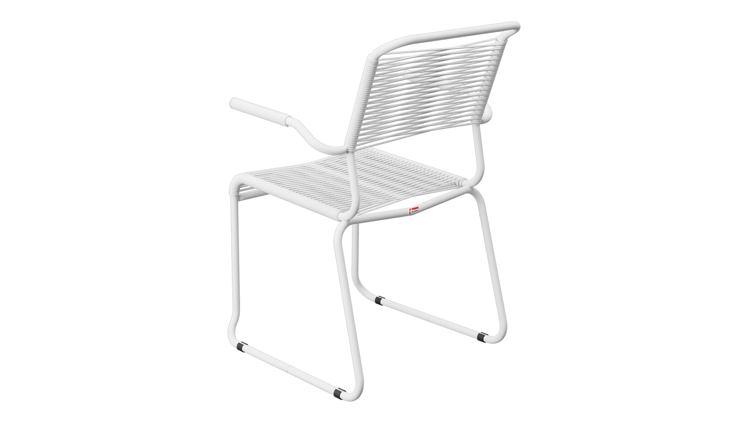 Säntis Spaghetti-Gartenstuhl mit Armlehne Kufen in Weiss präsentiert im Onlineshop von KAQTU Design AG. Gartenstuhl mit Armlehnen ist von Schaffner