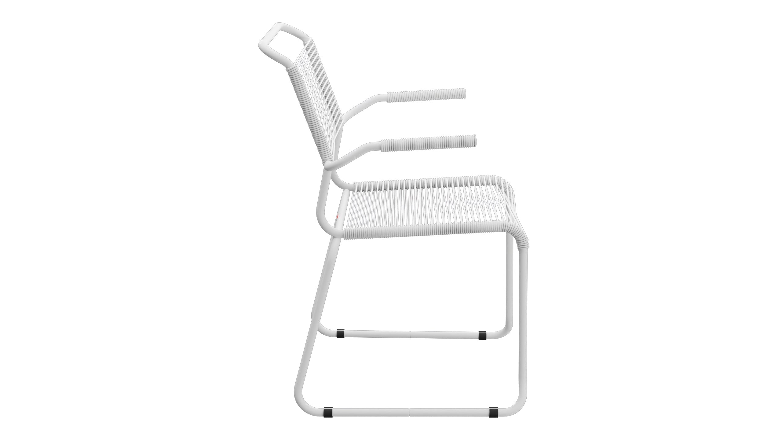 Säntis Spaghetti-Gartenstuhl mit Armlehne Kufen in Weiss präsentiert im Onlineshop von KAQTU Design AG. Gartenstuhl mit Armlehnen ist von Schaffner