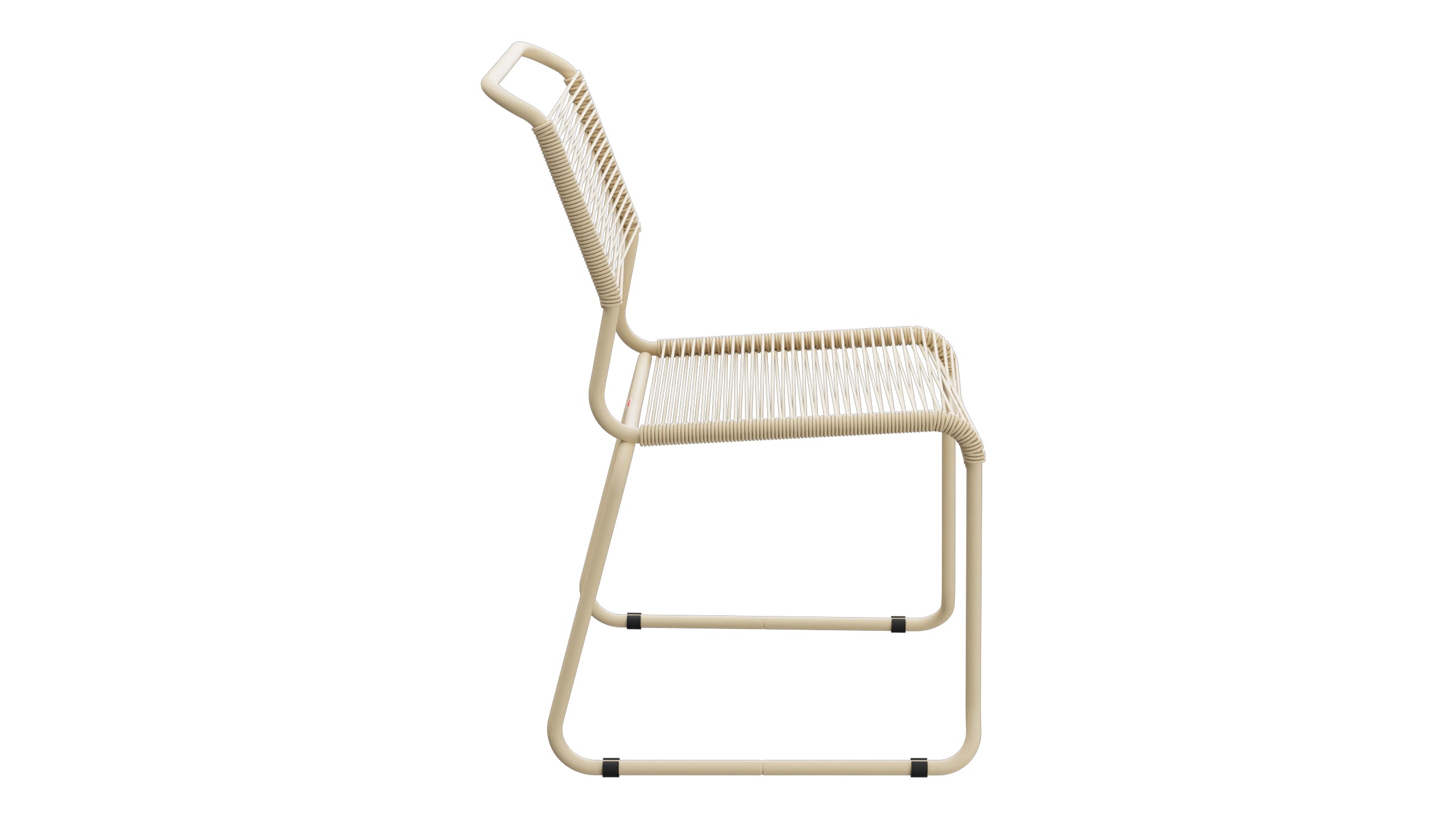 Spaghettistuhl Säntis mit Kufen in Pastellbraun präsentiert im Onlineshop von KAQTU Design AG. Gartenstuhl ist von Schaffner