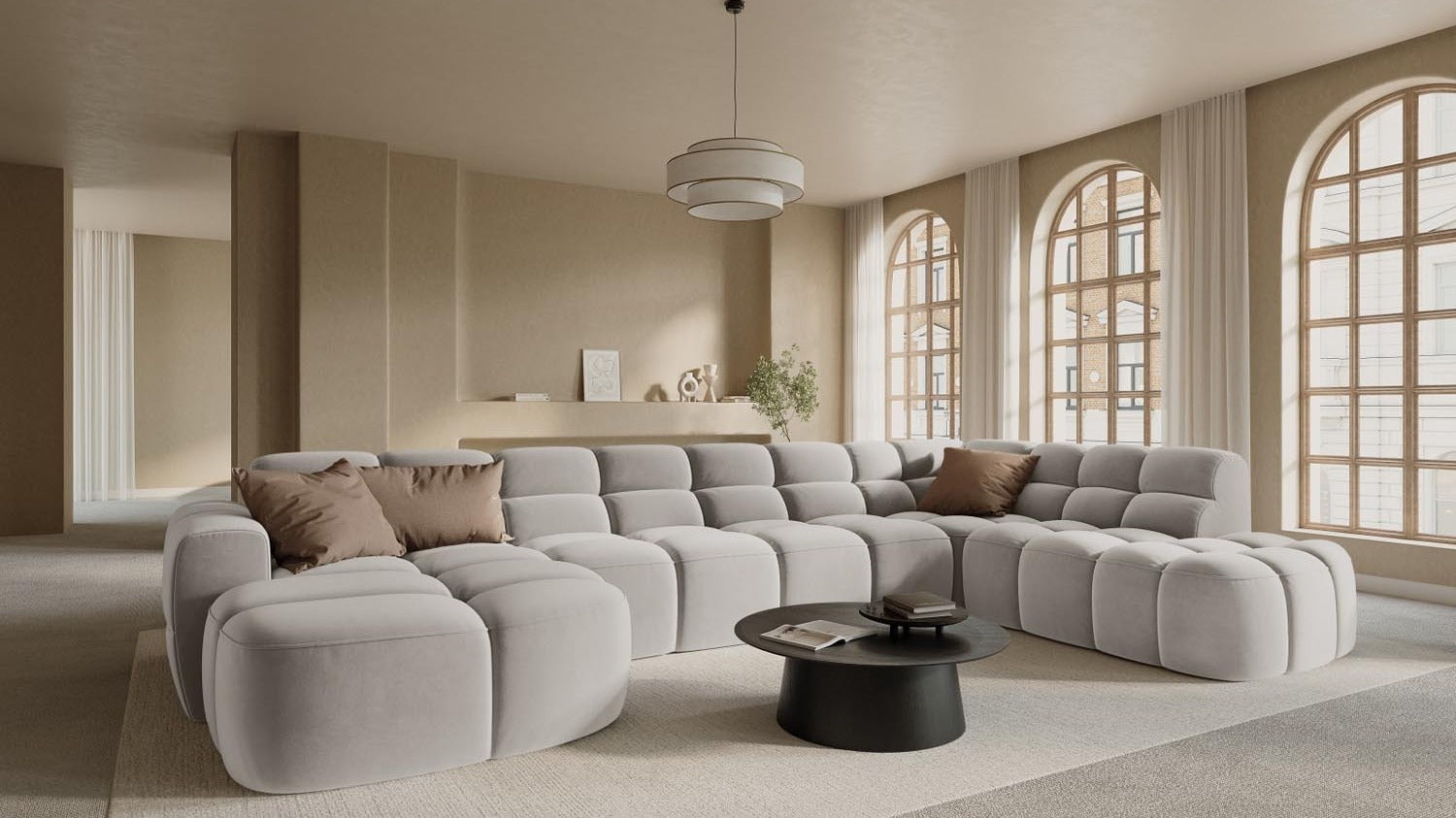 Modernes, bequemes L-förmiges Sofa mit Ottomane - Stil, Komfort und Anpassungsfähigkeit für jedes Wohnzimmer.