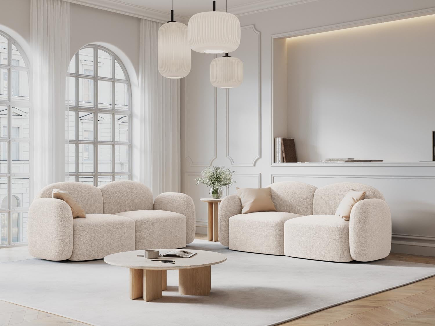 Elegantes Ferm Living Sofa in sanften Farben, modernes Design, ideal für stilvolle Wohnräume und Gemütlichkeit.