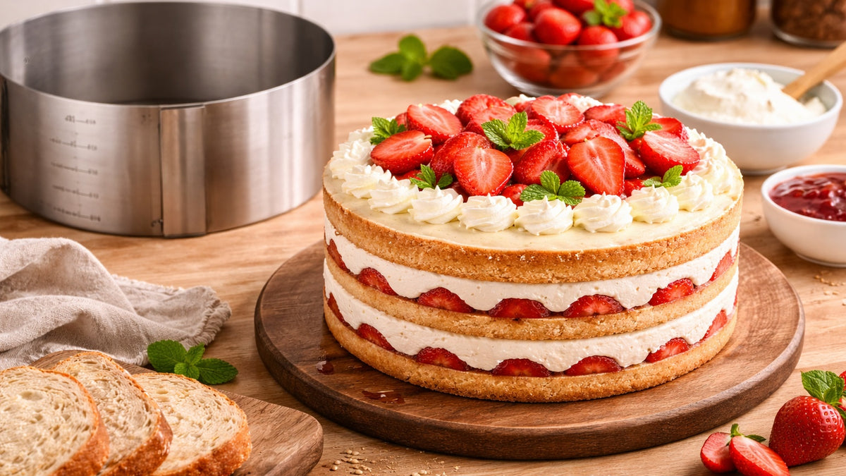 Hochwertige Tortenringe in verschiedenen Formen und Größen für präzises Backen, kreative Desserts und beeindruckende Kuchenpräsentationen.