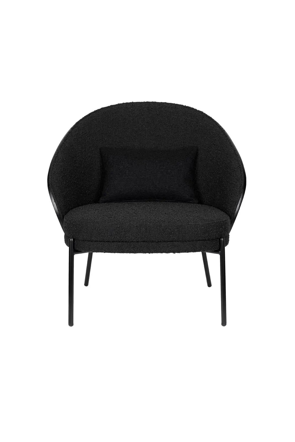 Eleganter Loungesessel Rodin Bouclé: Luxuriöser Bouclé-Stoff, stabiler Eschenfurnierrahmen, ideal für stilvolle Entspannung.