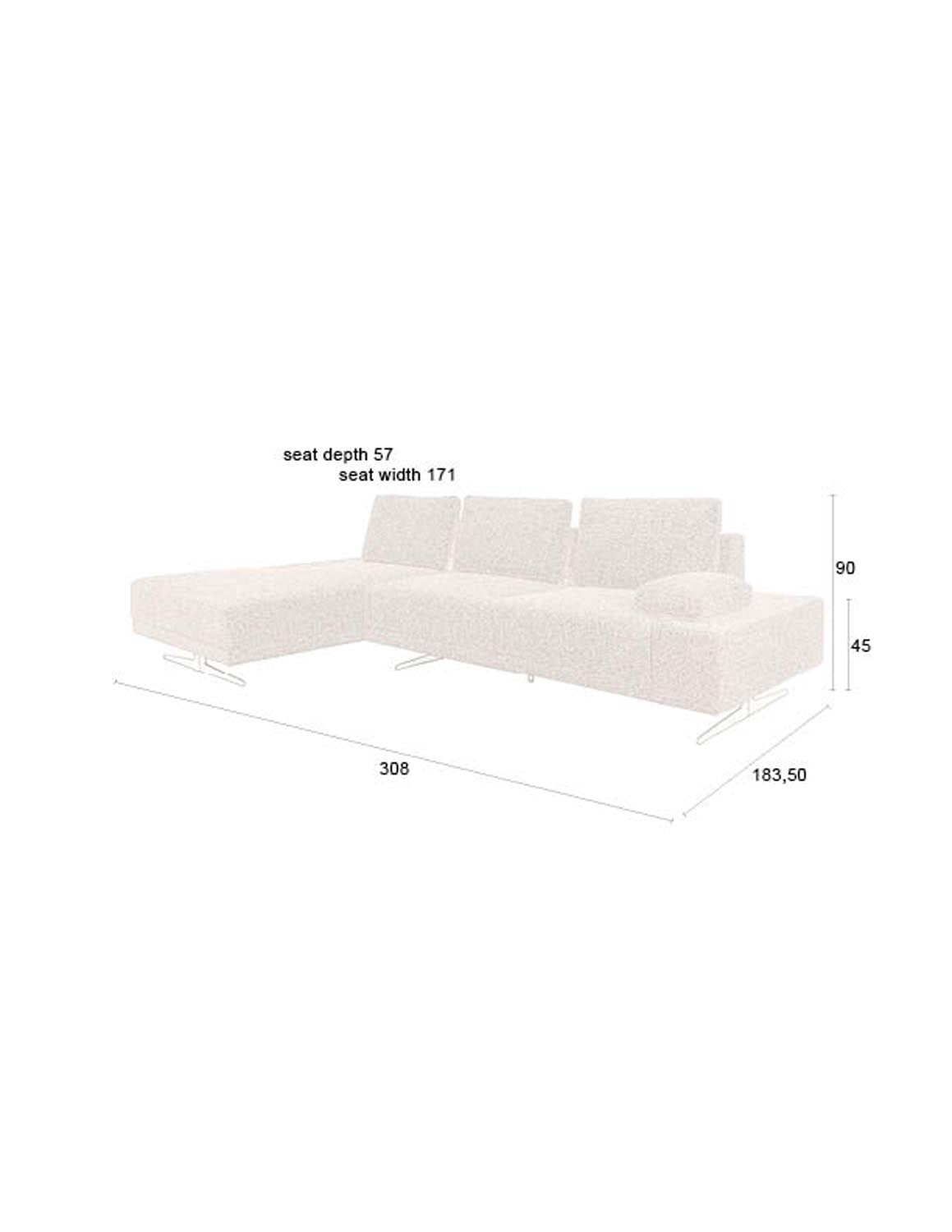 Shelly Sofa Left Chaise Longue in Off-White präsentiert im Onlineshop von KAQTU Design AG. L-Sofa links ist von Dutchbone