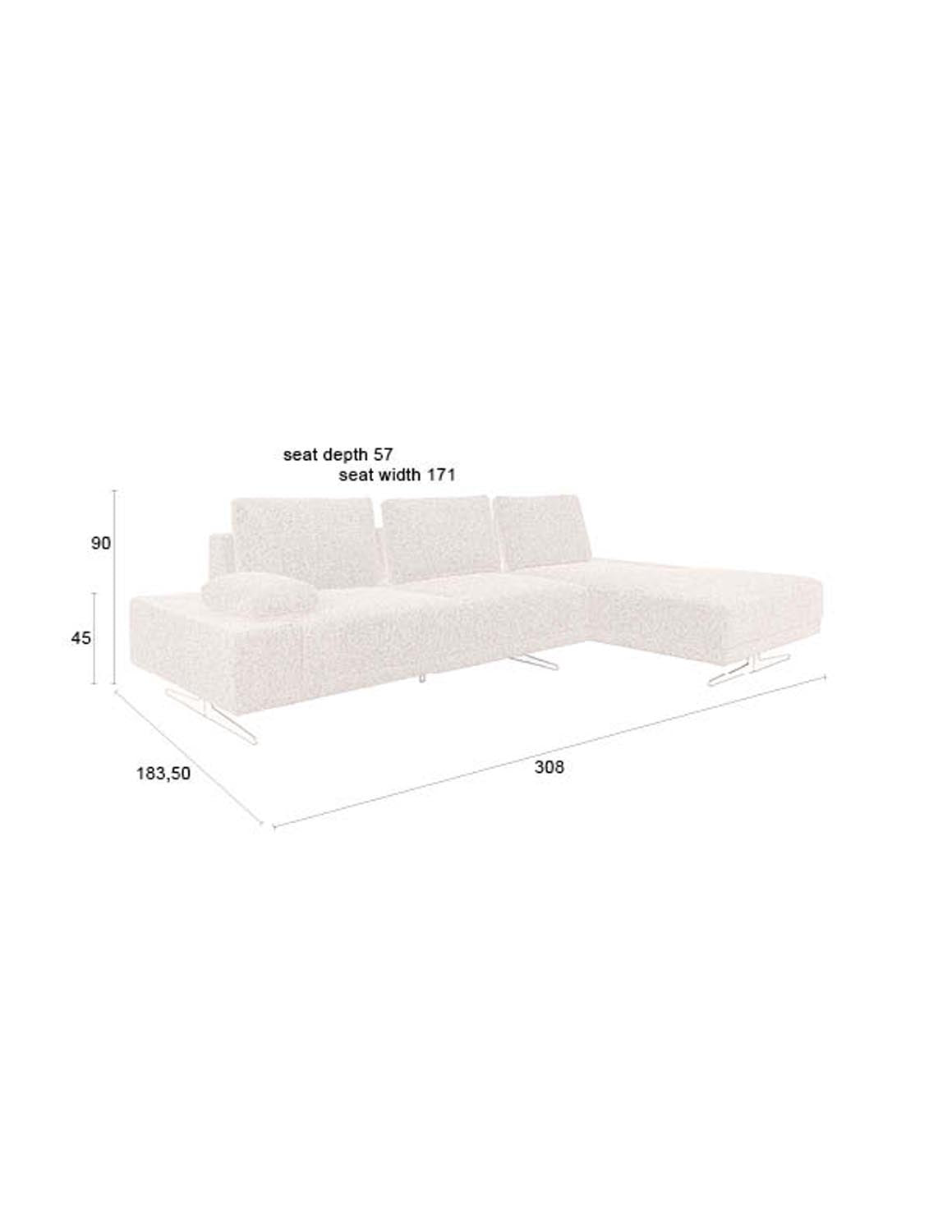 Shelly Sofa Right Chaise Longue in Off-White präsentiert im Onlineshop von KAQTU Design AG. L-Sofa rechts ist von Dutchbone