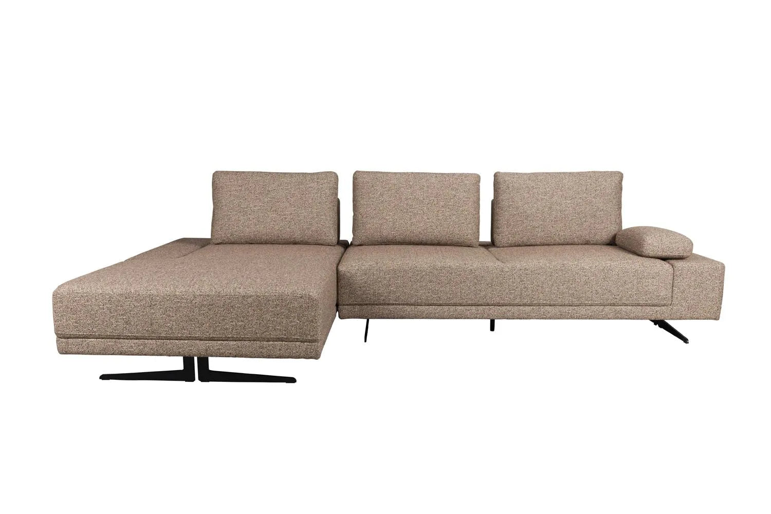 Elegantes Shelly Sofa von Dutchbone: 3-Sitzer mit linker Chaiselongue, luxuriöser Samtbezug, robuster Holzrahmen, stilvoller Blickfang.