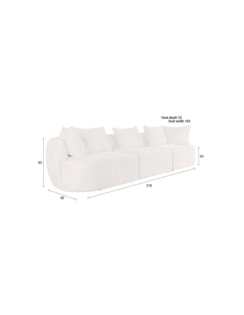 Das Rocca Sofa 4.5-Sitzer von Dutchbone kombiniert stilvolles Design mit Komfort, perfekt für zeitgemäße und einladende Wohnbereiche.