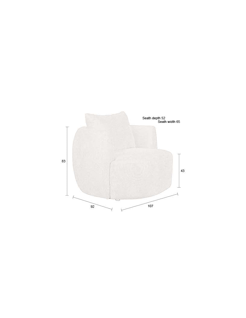 Der Dutchbone Rocca Lounge Stuhl kombiniert modernes Design mit Komfort, ideal für stilvolle und gemütliche Wohnbereiche.