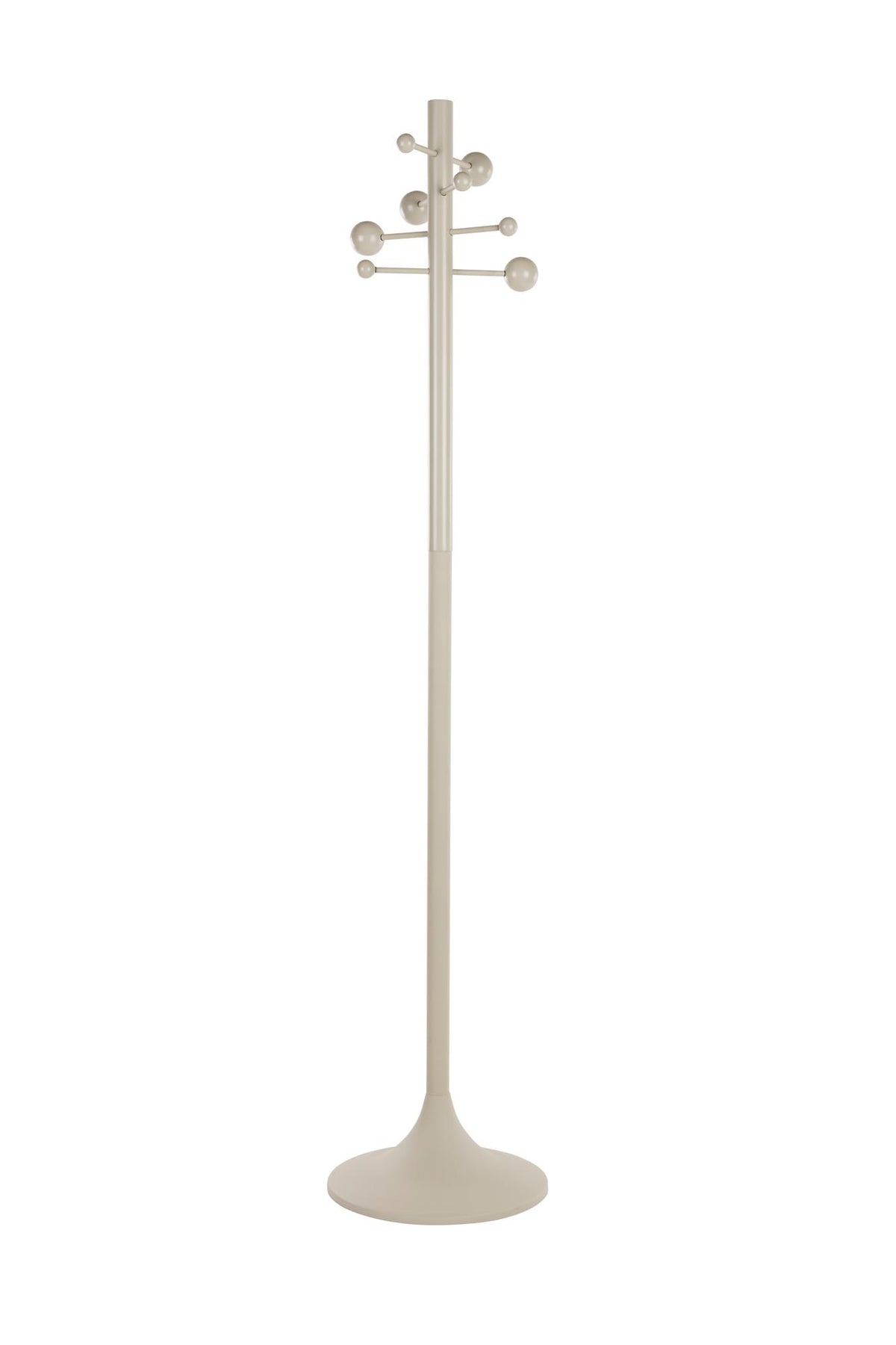 Garderobenständer Jason von Zuiver aus pulverbeschichtetem Metall und Eichenfurnier, mit acht Haken und runder Formgebung, in Beige.