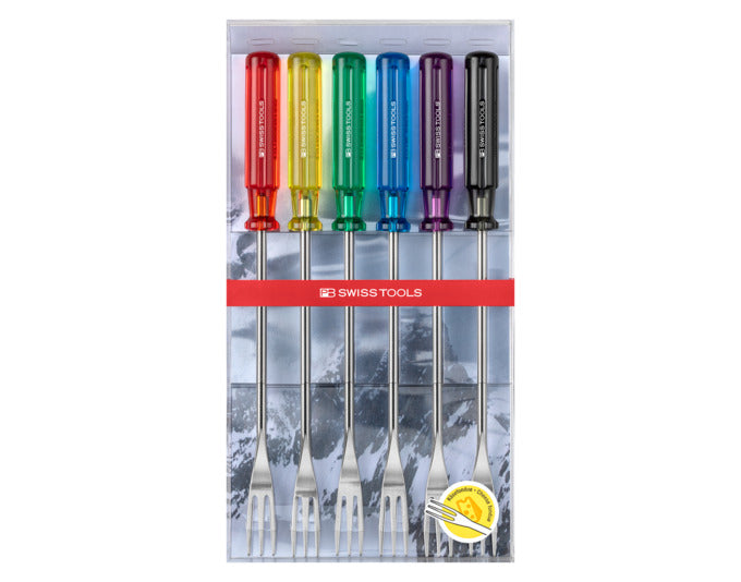 Entdecken Sie das Käsefonduegabelset PB 4040 PET Classic von PB SWISS TOOLS – ideal für gesellige Fondueabende mit Freunden und Familie!