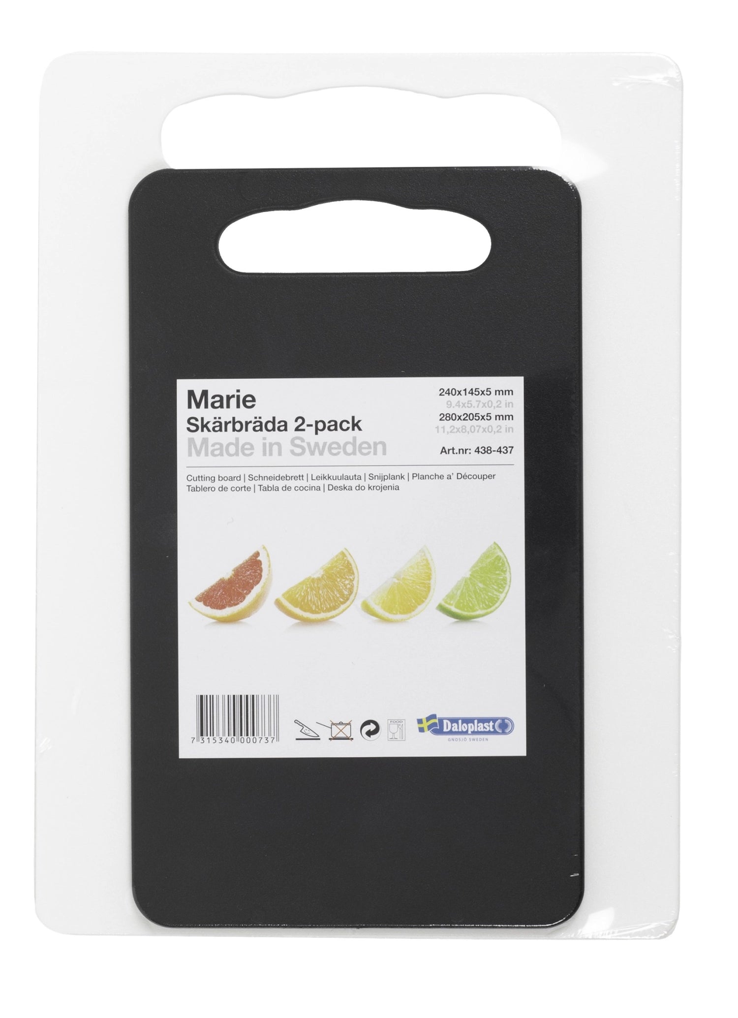 Schneidebrett Set 2tlg 24x14.5x0.5 schw u.28x20.5x0.5cm weis