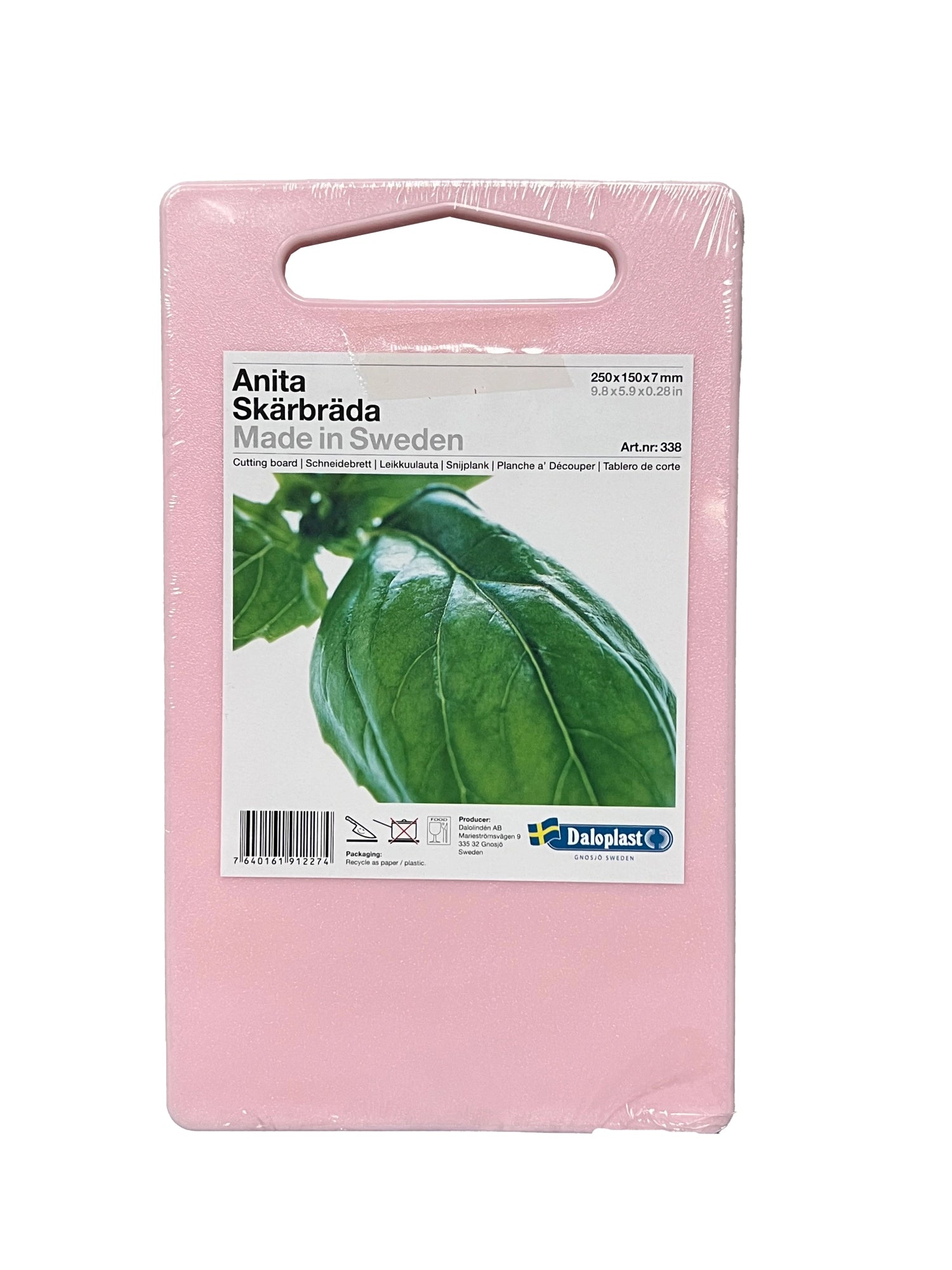 Schneidebrett Anita 25x15x0.7cm mit Griffloch pink