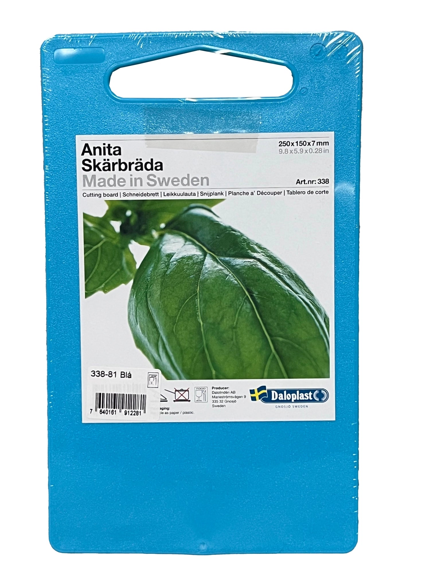 Schneidebrett Anita 25x15x0.7cm mit Griffloch blau