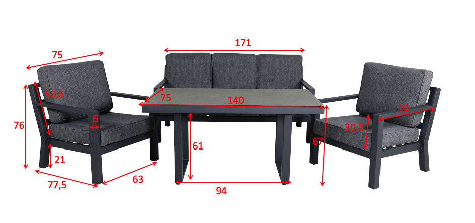 Sofagarnitur Barcelona in Schwarz präsentiert im Onlineshop von KAQTU Design AG. Loungeset ist von Venture Home
