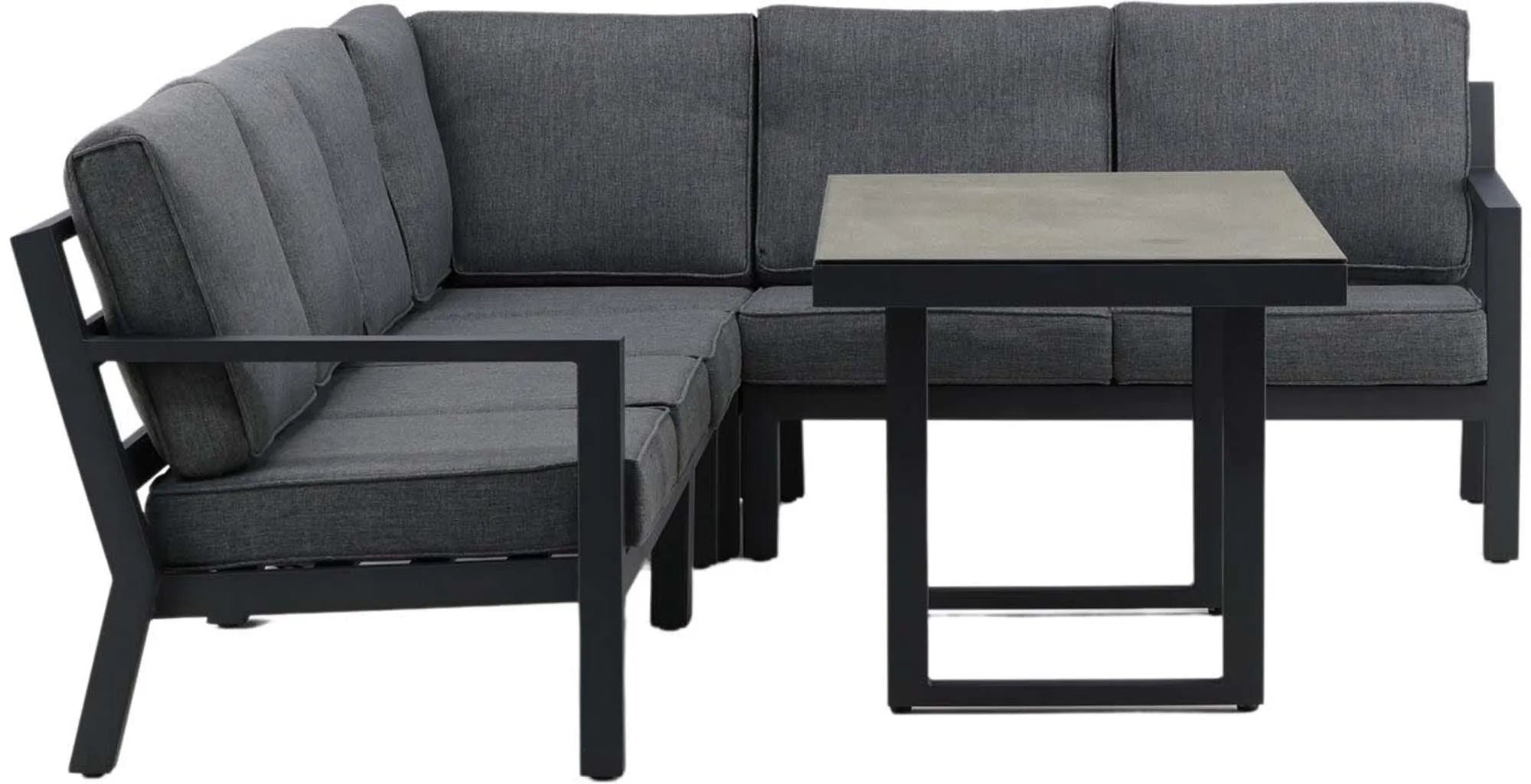 Elegantes Ecksofa-Set Barcelona: Komfort & Stil im Freien, robustes Aluminium, wasserabweisende Kissen.