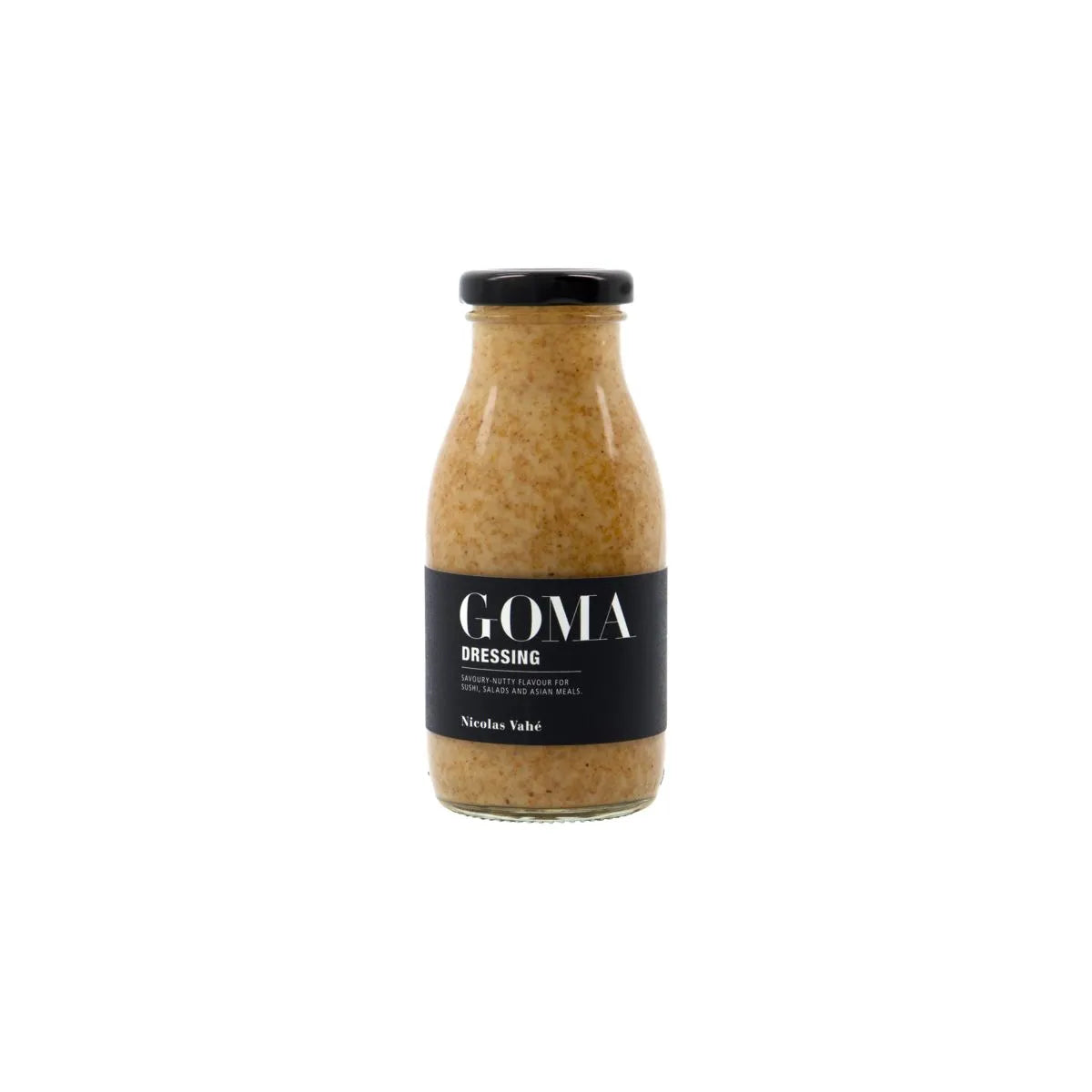 Cremiges Goma Dressing mit nussigem Sesam, Knoblauch und Sojasauce. Perfekt für Salate, Marinaden und Dips. 25 cl Flasche.