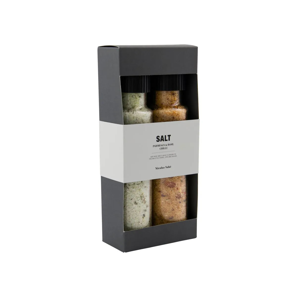 Geschenkbox, Nicolas Vahé Parmesan & Basil Salz & Chilli Salz in  präsentiert im Onlineshop von KAQTU Design AG. Lebensmittel ist von Nicolas Vahé